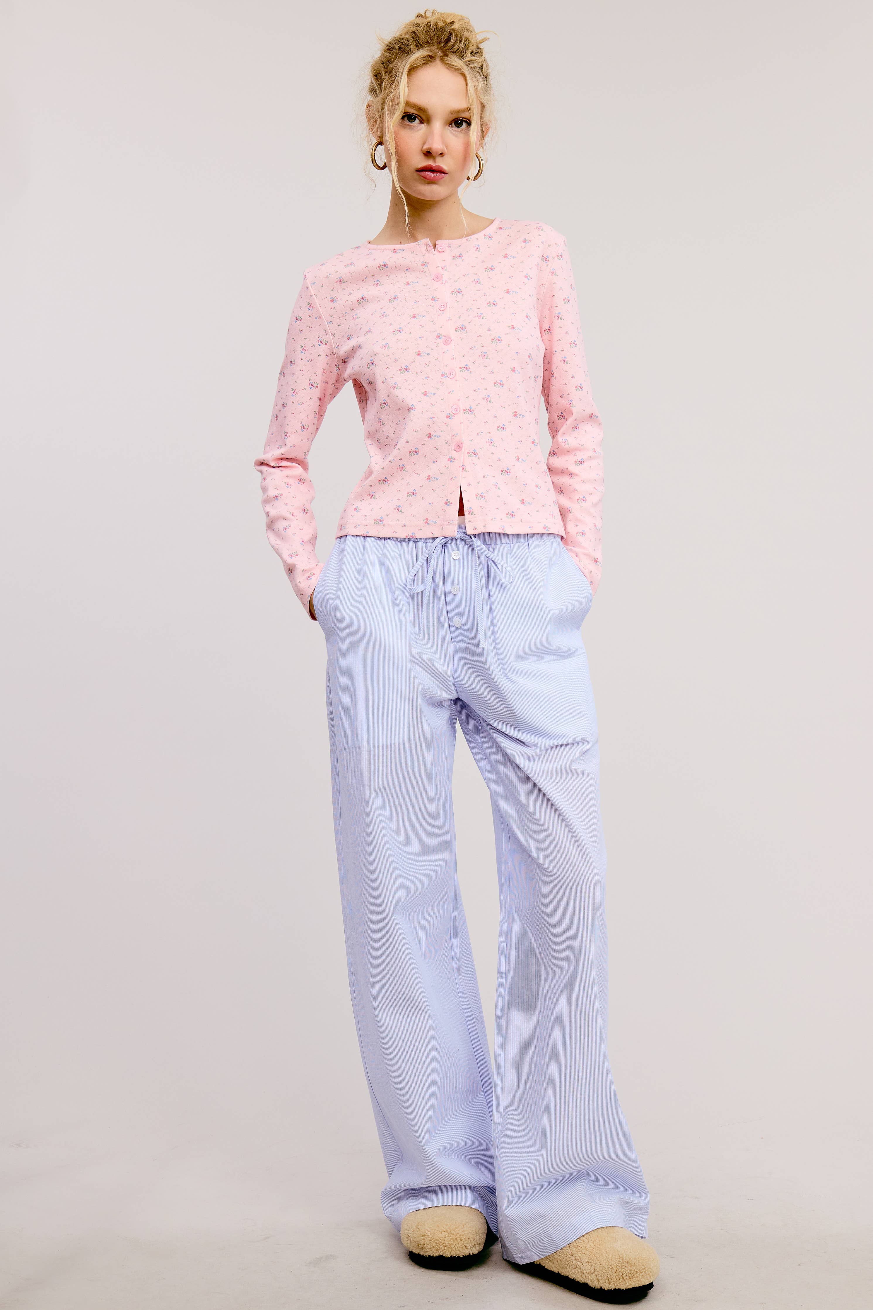 Floral Print Cardigan: Pink