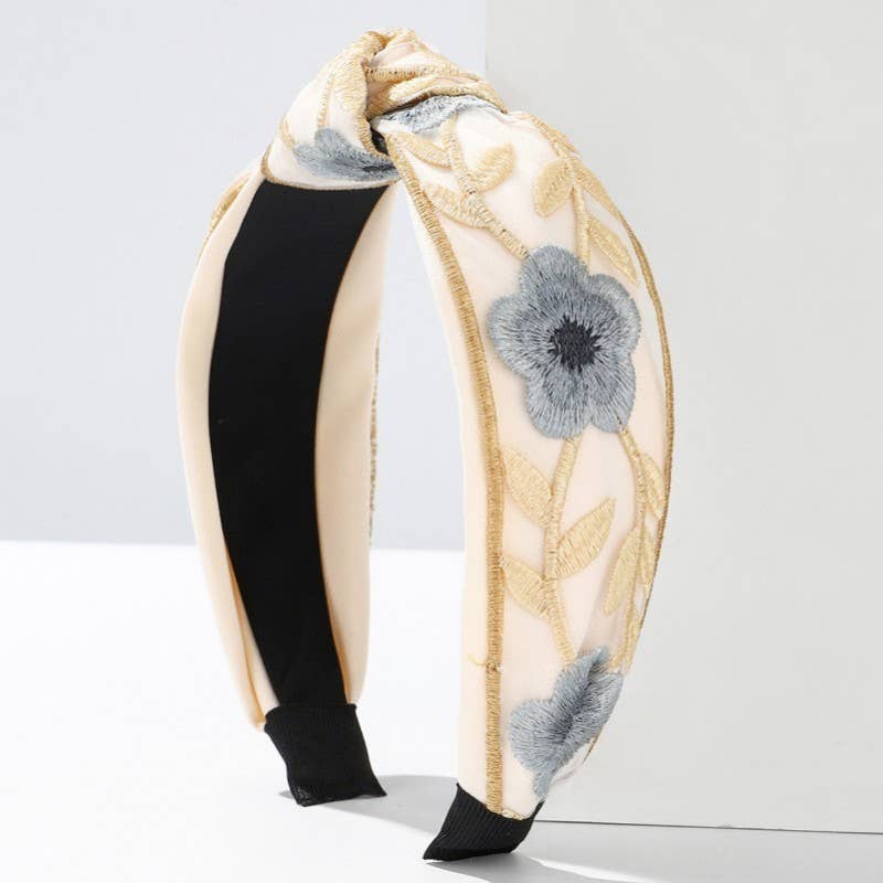 Floral Embroidery Headband:
