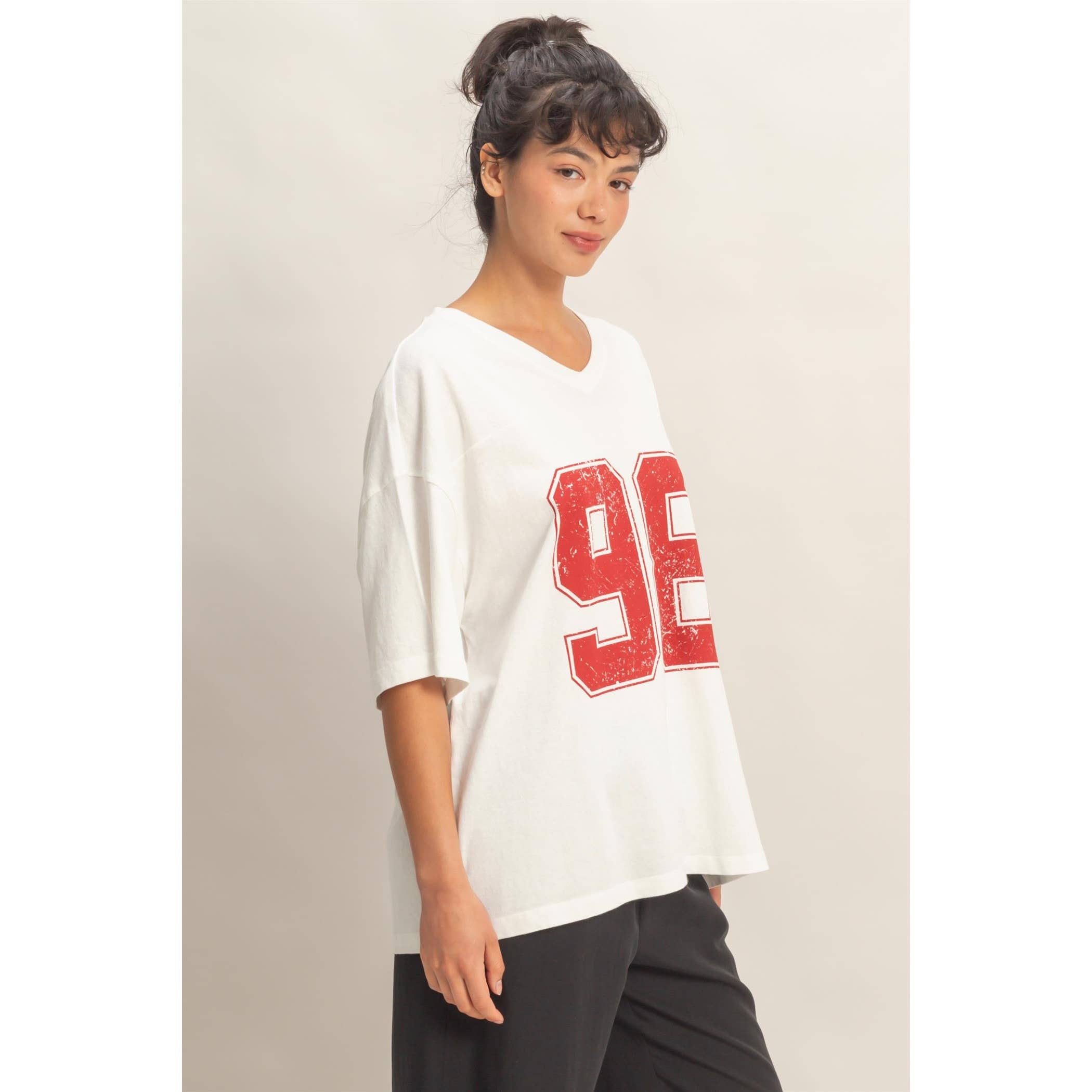 Oversized Varsity Tee: Off White