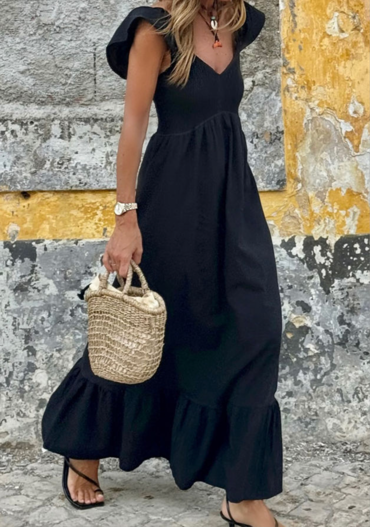 Flutter Sleeve Ruffle Dress