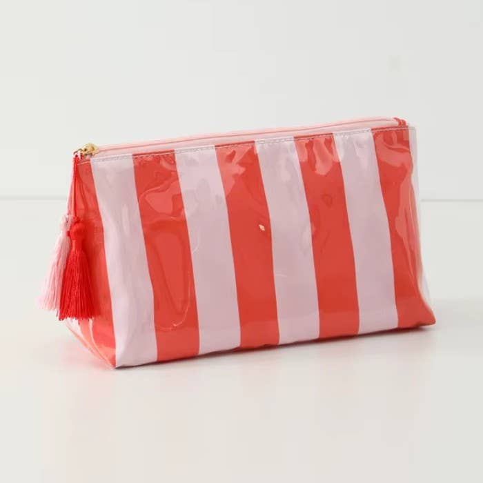 Stripe Cosmetic Bag: Pink/Red