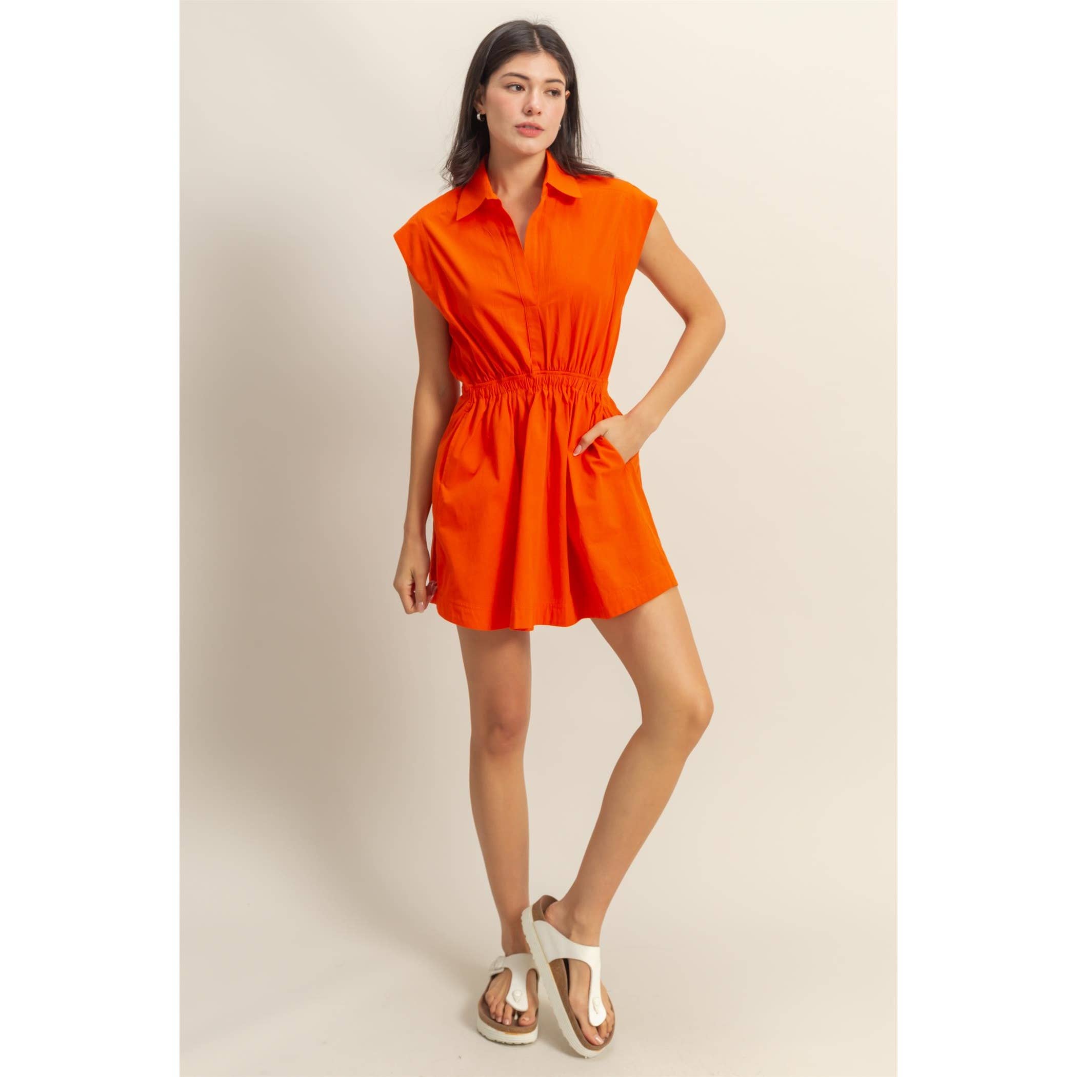 Flirty Collared Mini Dress:TOMATO
