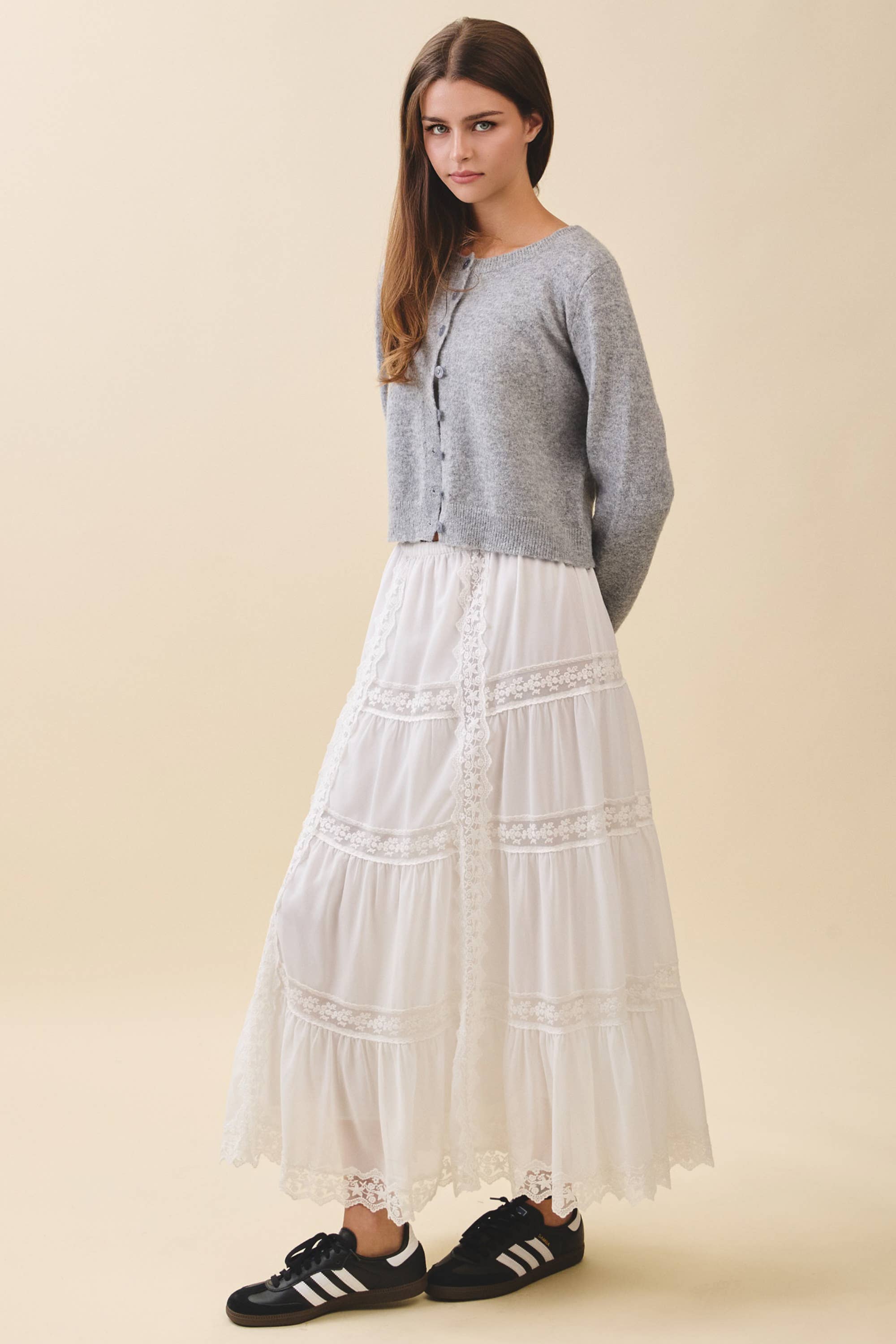 Button Cardigan: Heather Gray