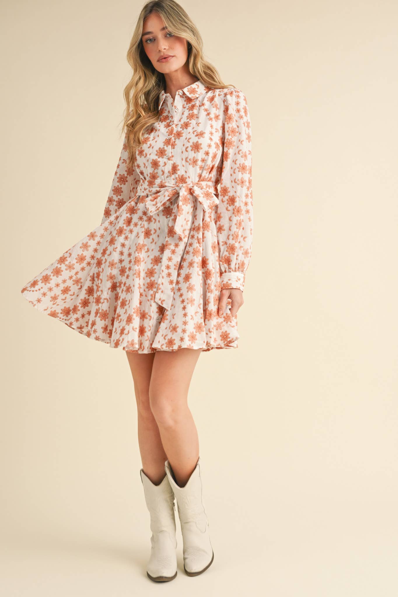 Peach Floral Mini Dress: