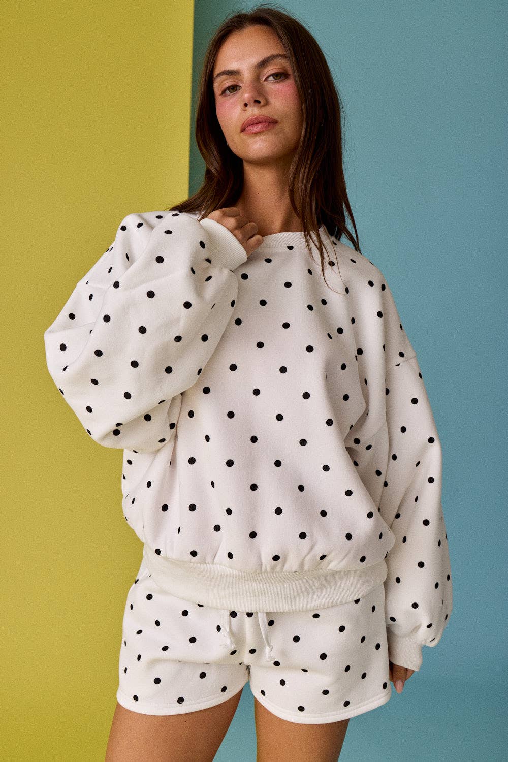 Polka Dot Fleece Set: White/Black