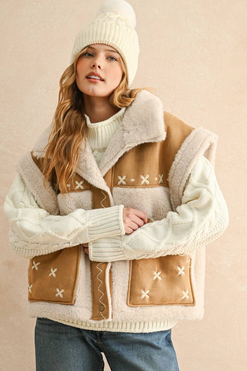 Suede Sherpa Vest