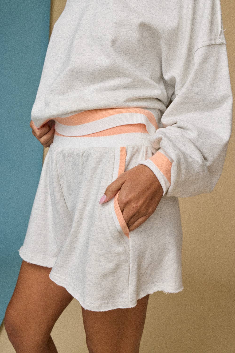 Striped Band Short Set: Melange
