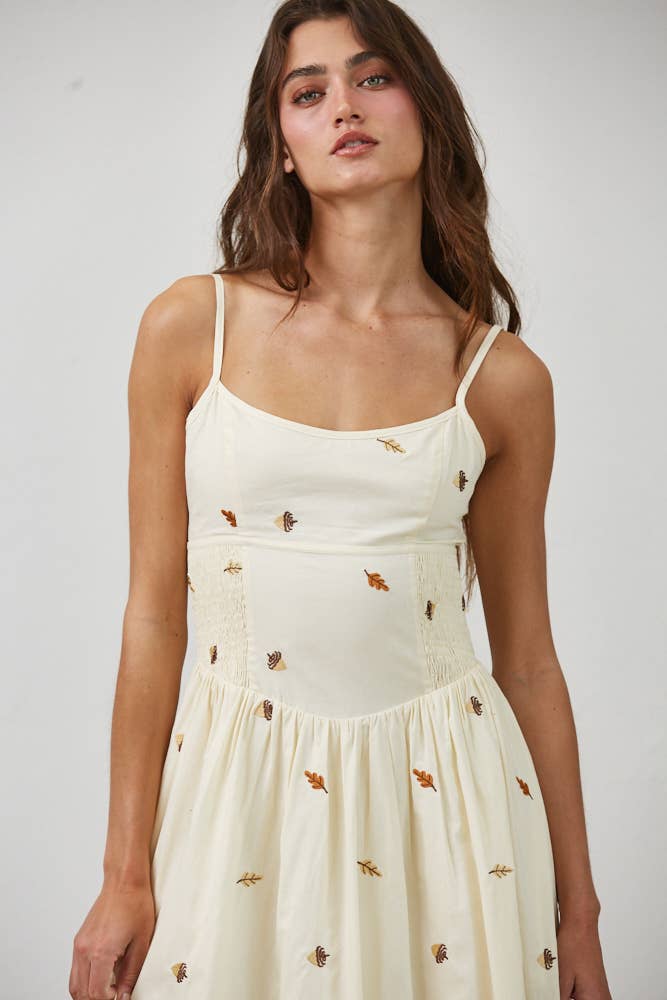 Leaf Maxi Dress: Beige