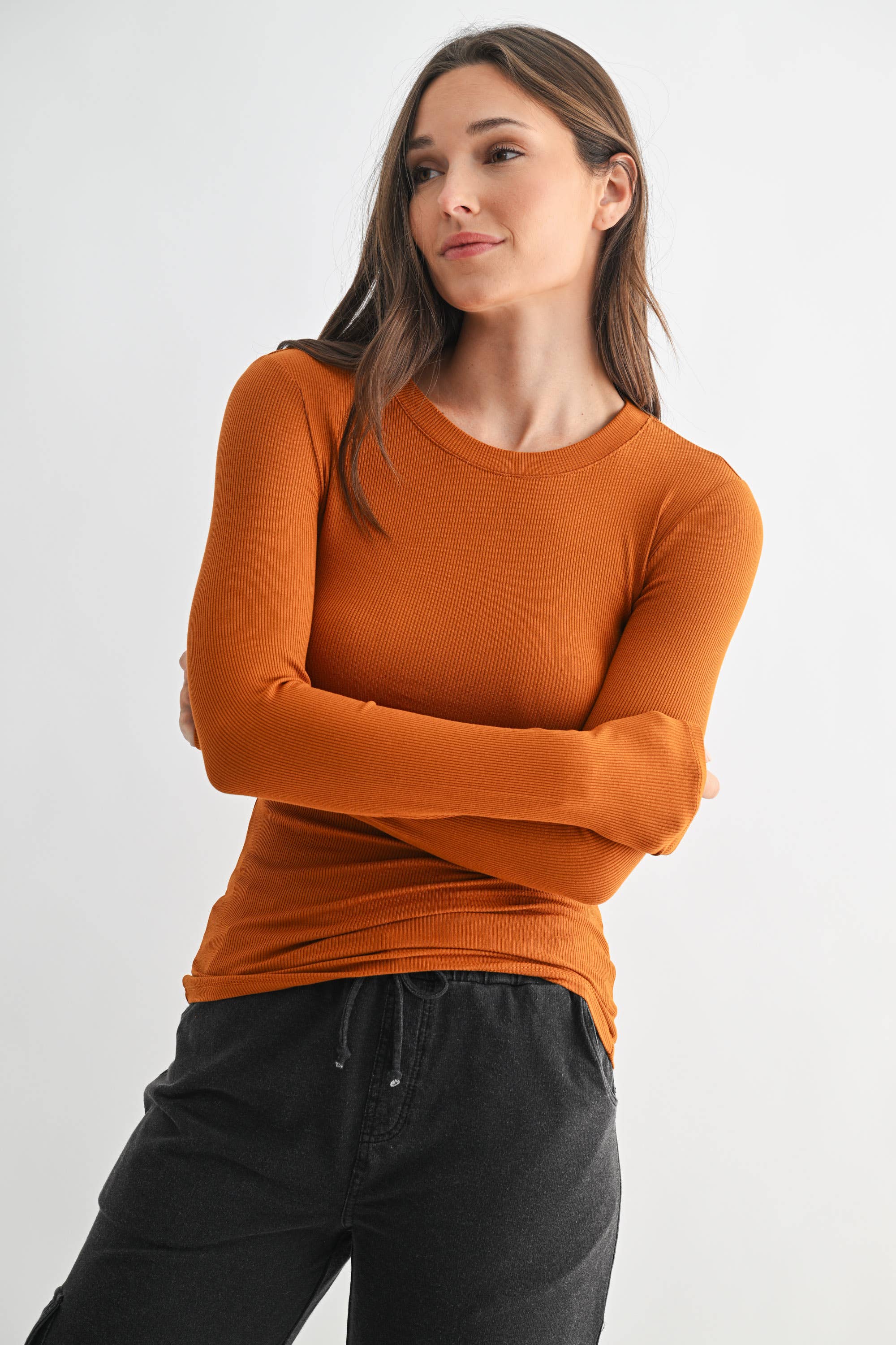 Essential Micro-Ribbed Athleisure Top: Plum