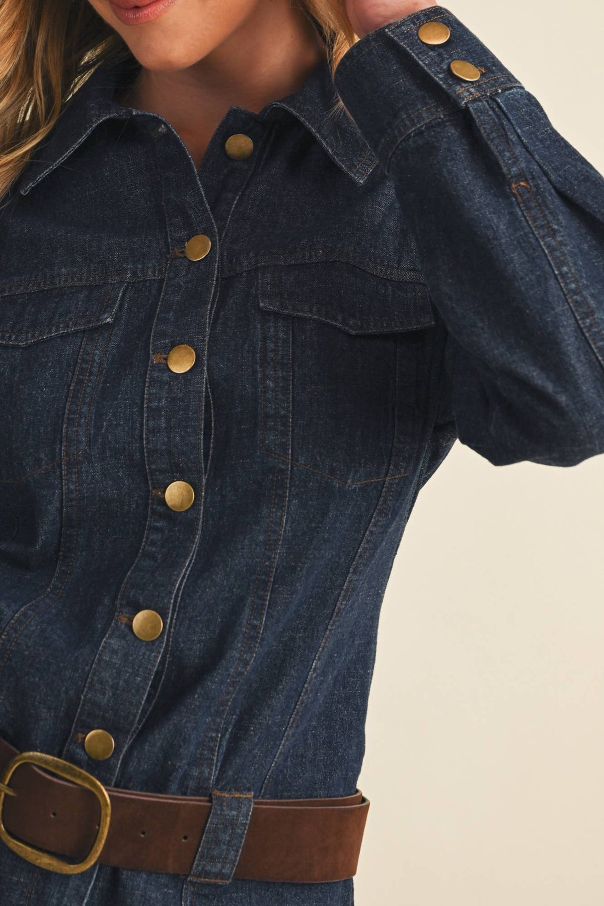 Point Collar Shirtdress: Washed Indigo