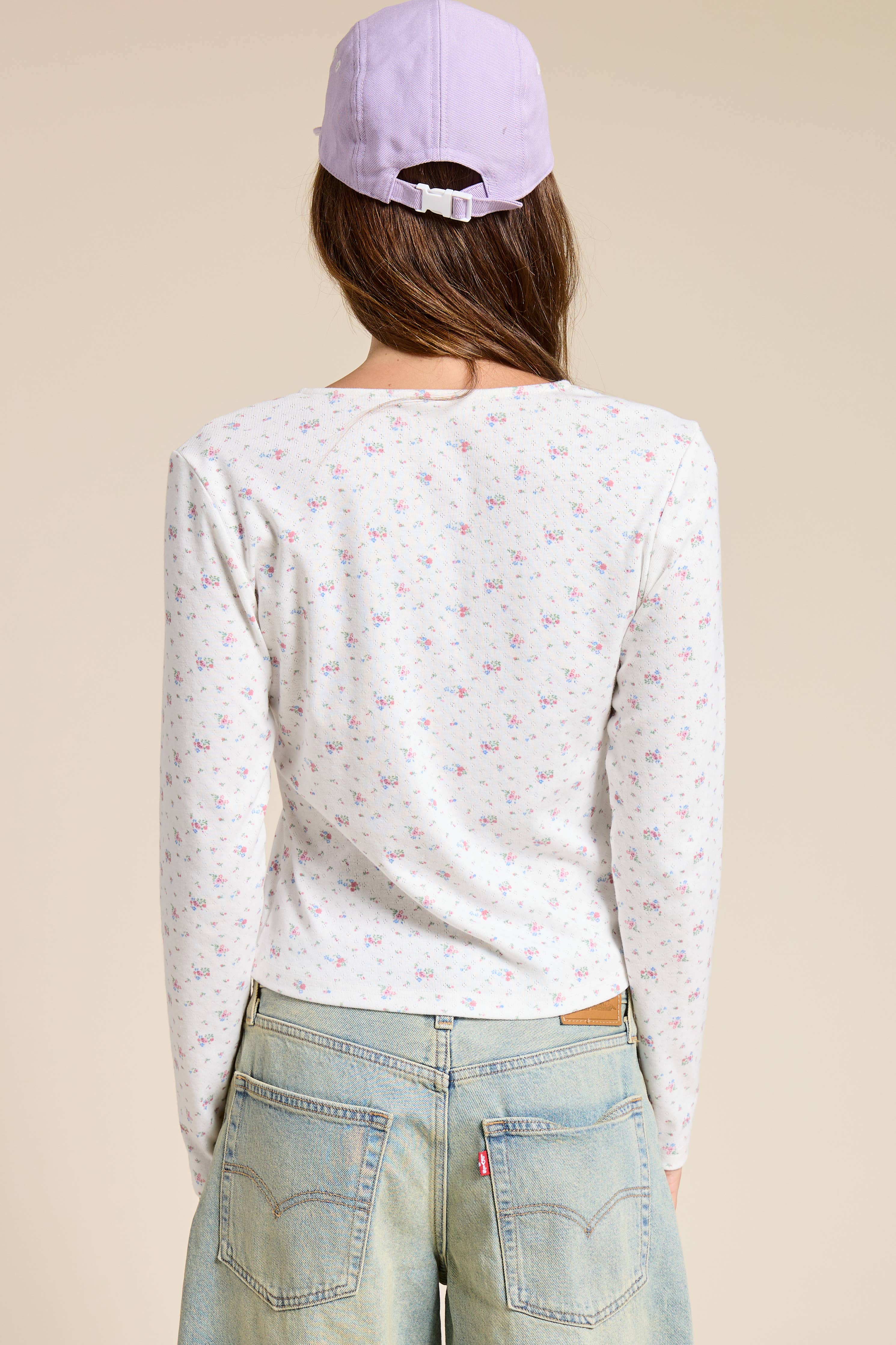Floral Print Cardigan: Ivory