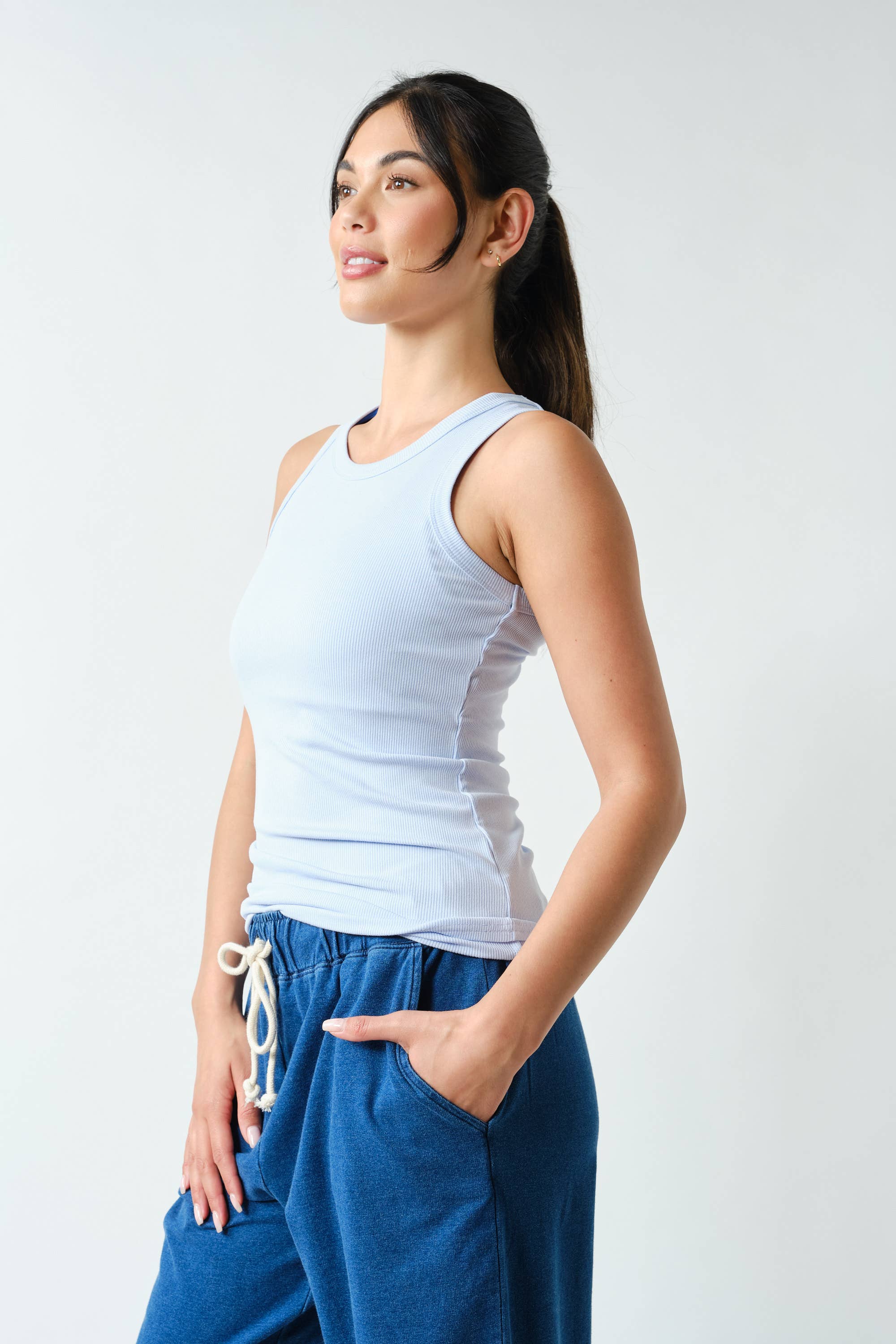 Micro-Ribbed Tank: Hal Blue