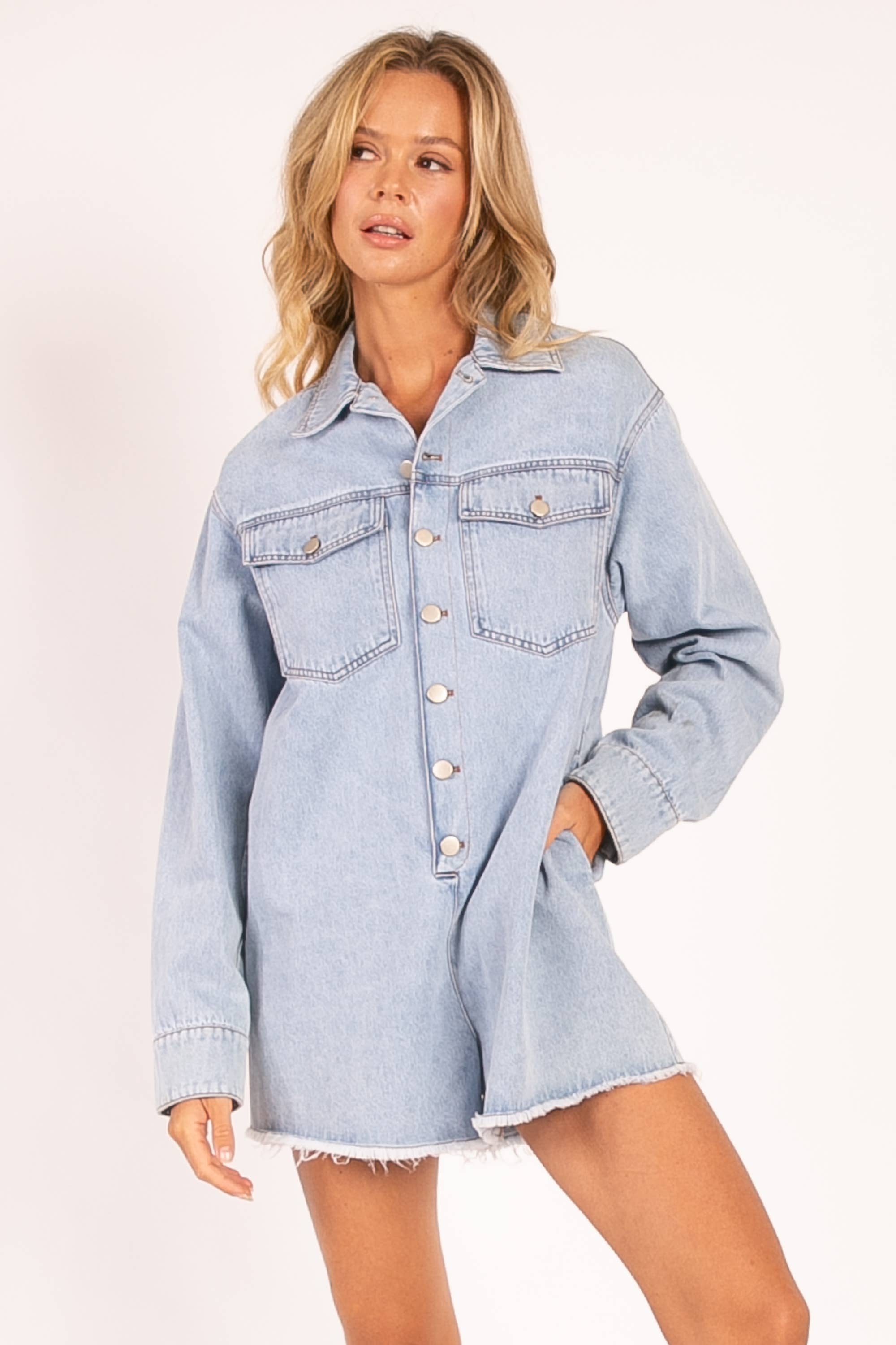 Relaxed Denim Romper: