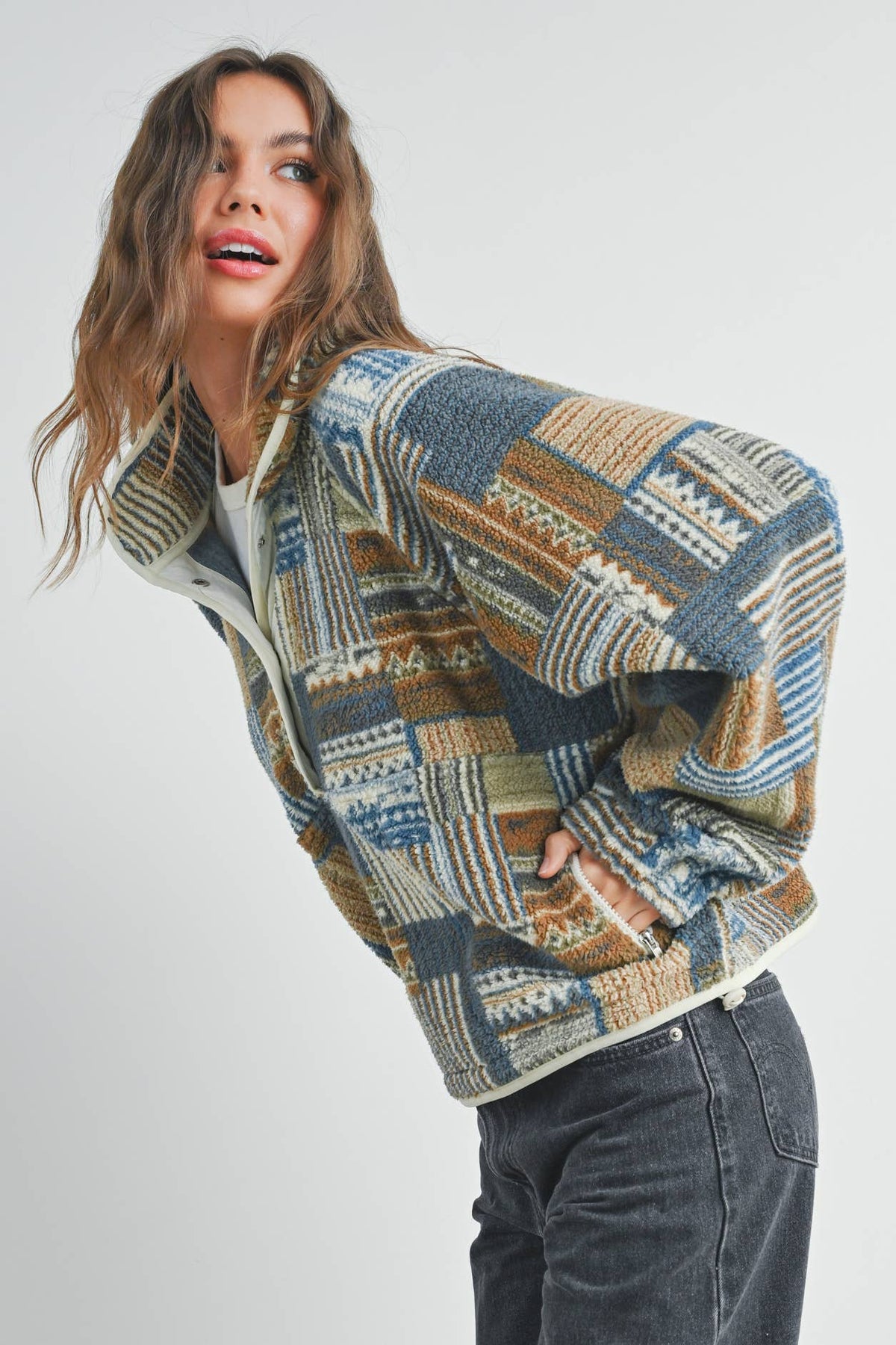 Patchwork Print Sweatshirt: Multi