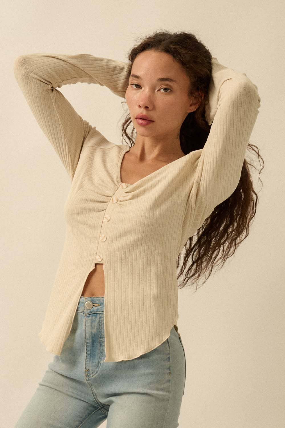 Fitted Knit Top: Coconut Milk