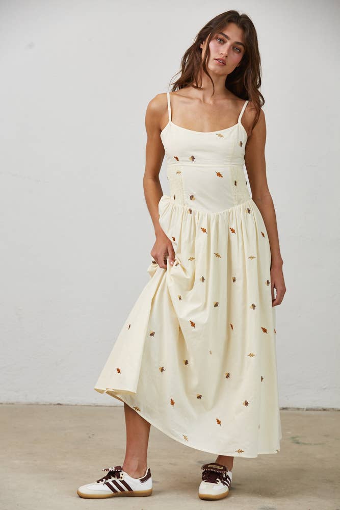 Leaf Maxi Dress: Beige