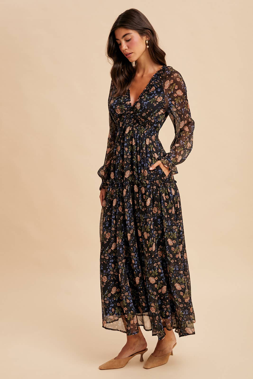 Smocked Maxi Dress: Midnight