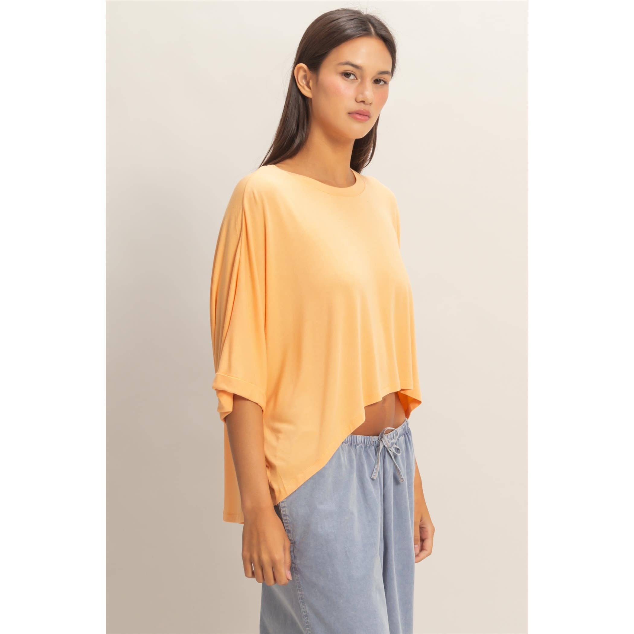 Batwing Sleeve Top: Apricot