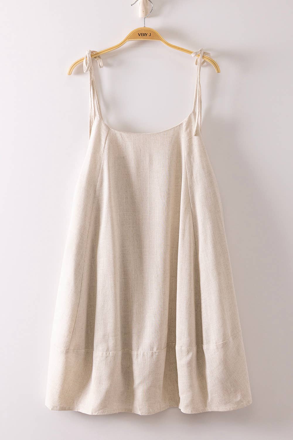 Back Button Mini Dress: Oatmeal