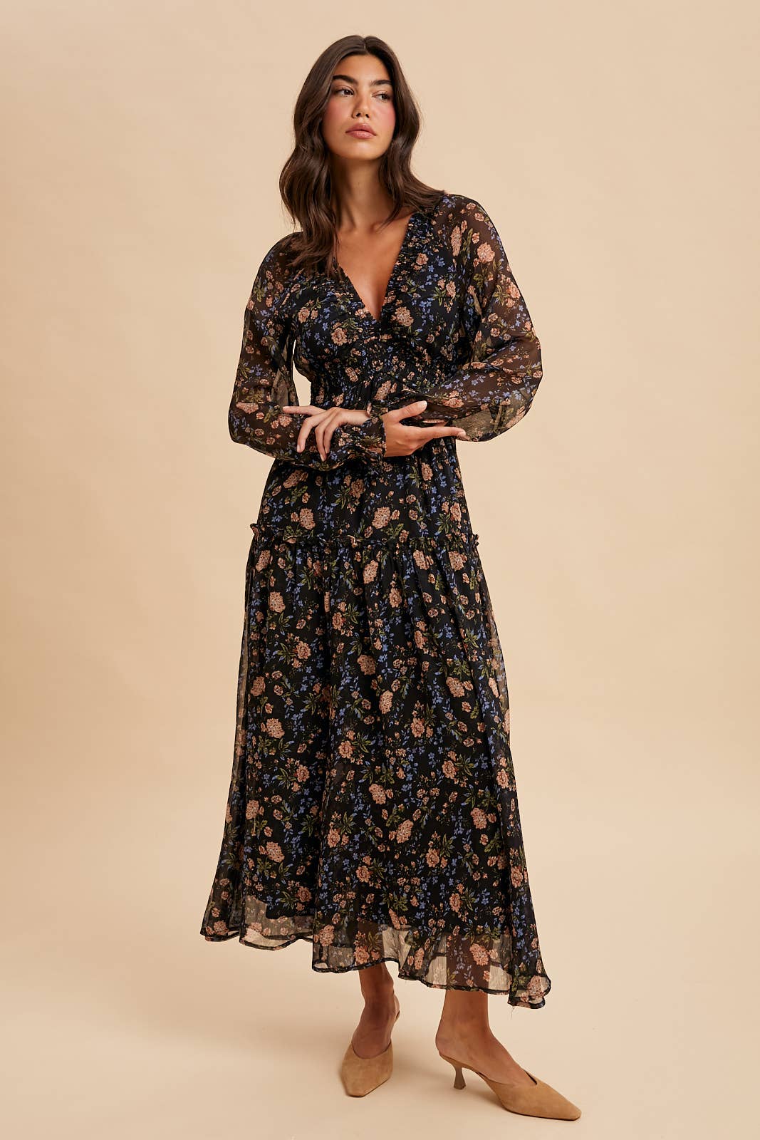 Smocked Maxi Dress: Midnight