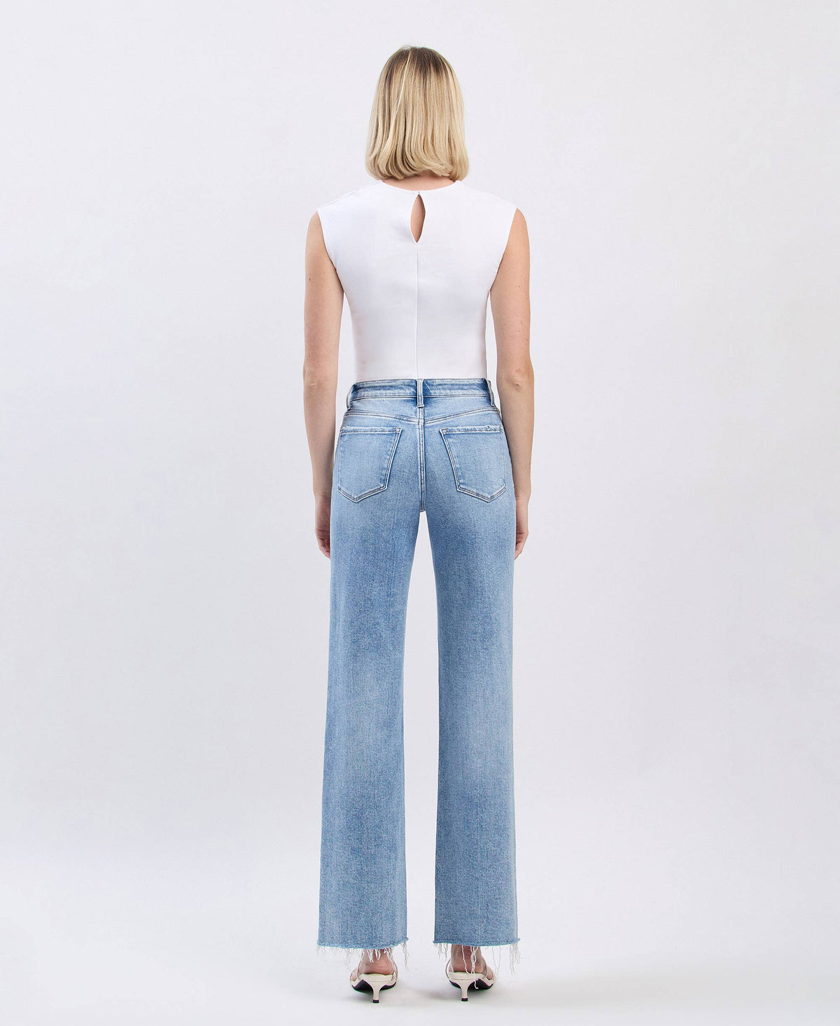 Glorietta Distressed Slim Wide Jeans: