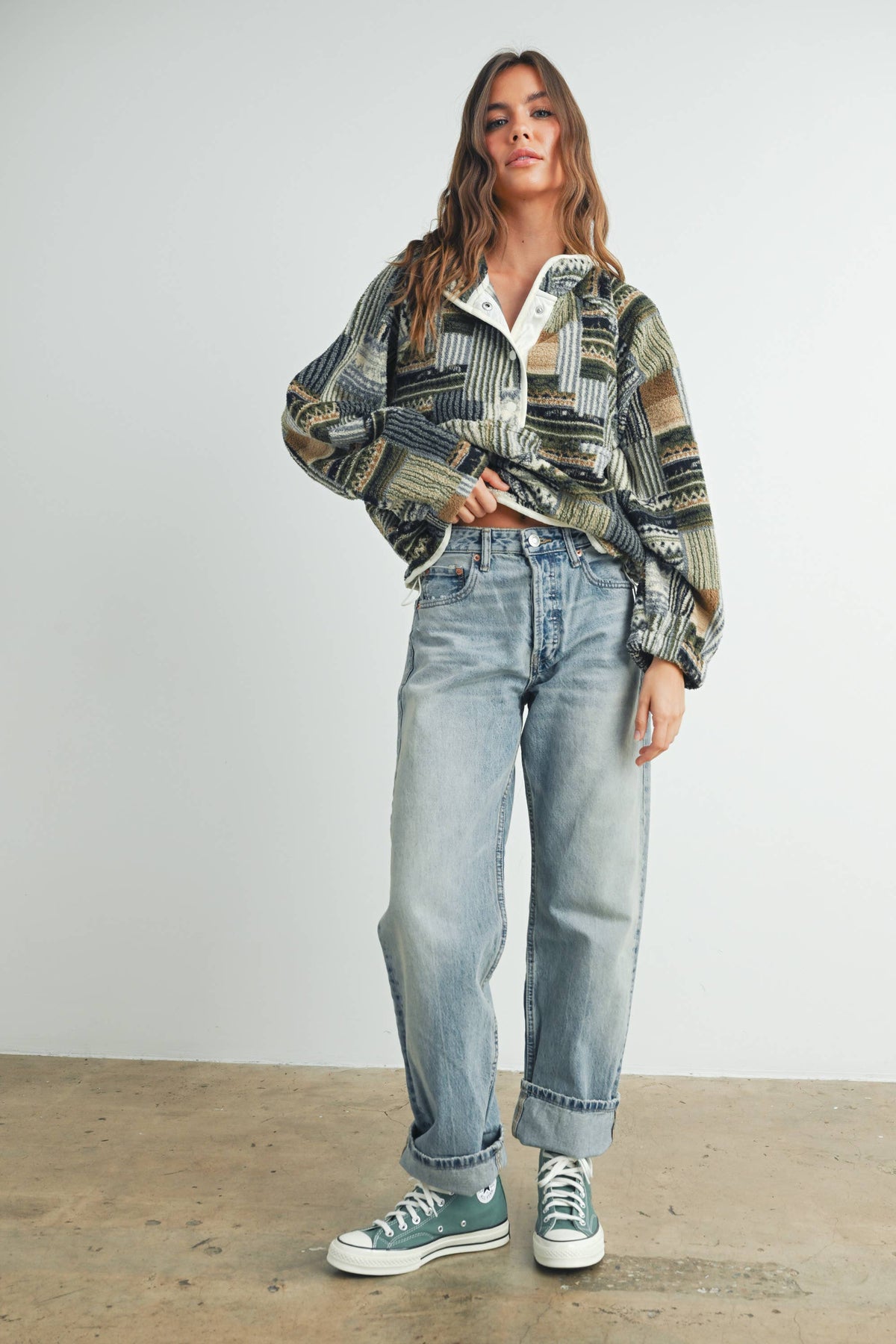 Patchwork Print Sweatshirt: Multi