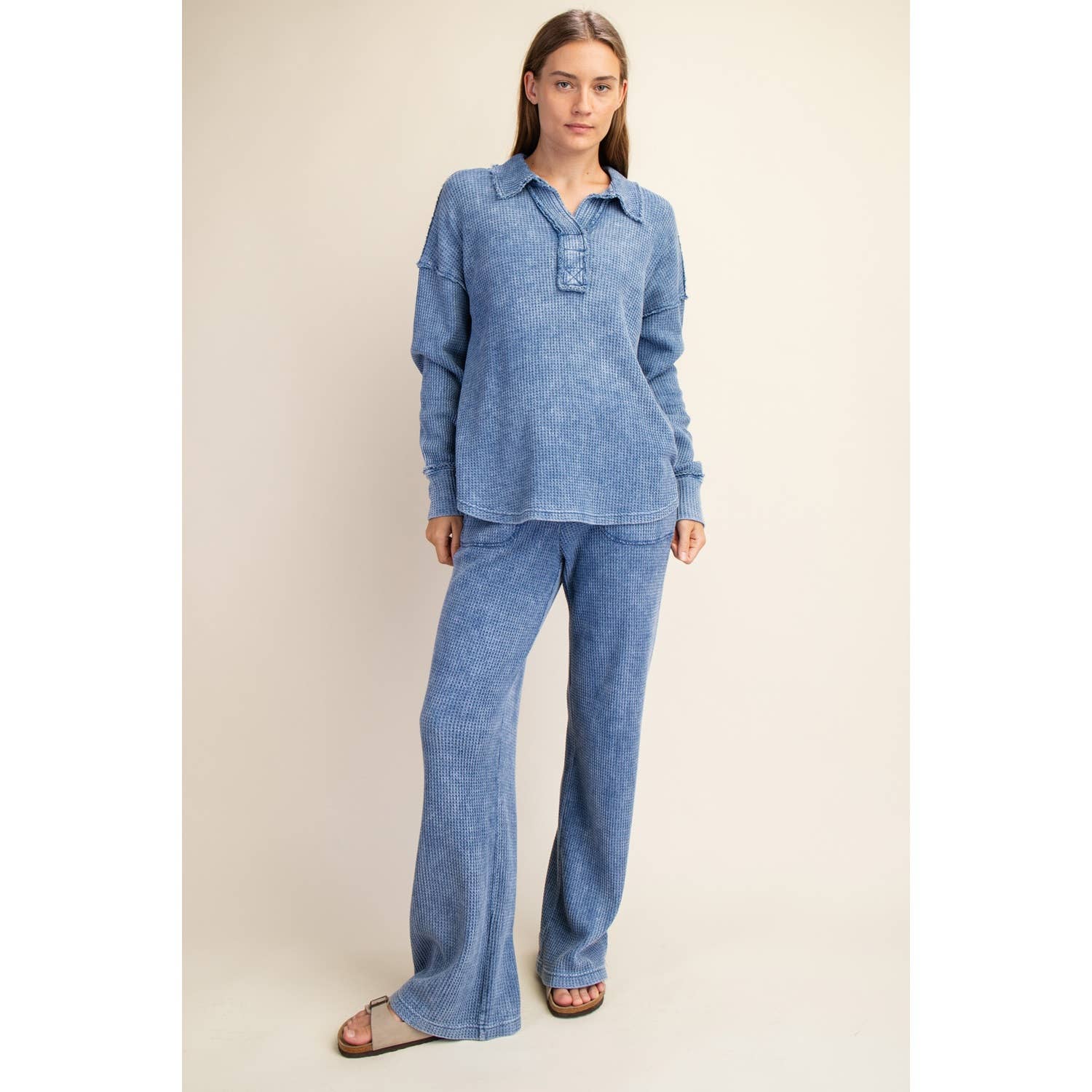 Waffle Sweatpants: Cobalt