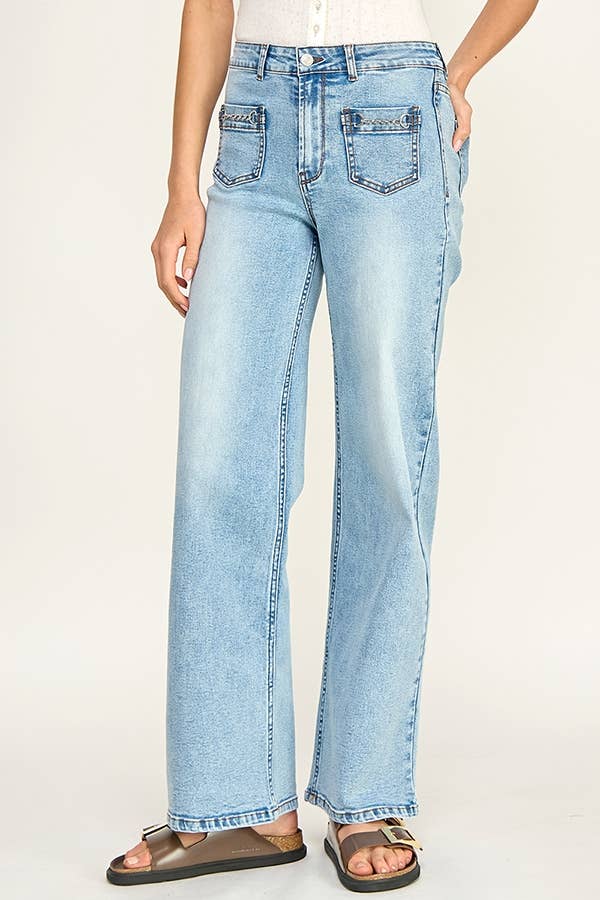 Wide Leg Jeans: Lt. Denim