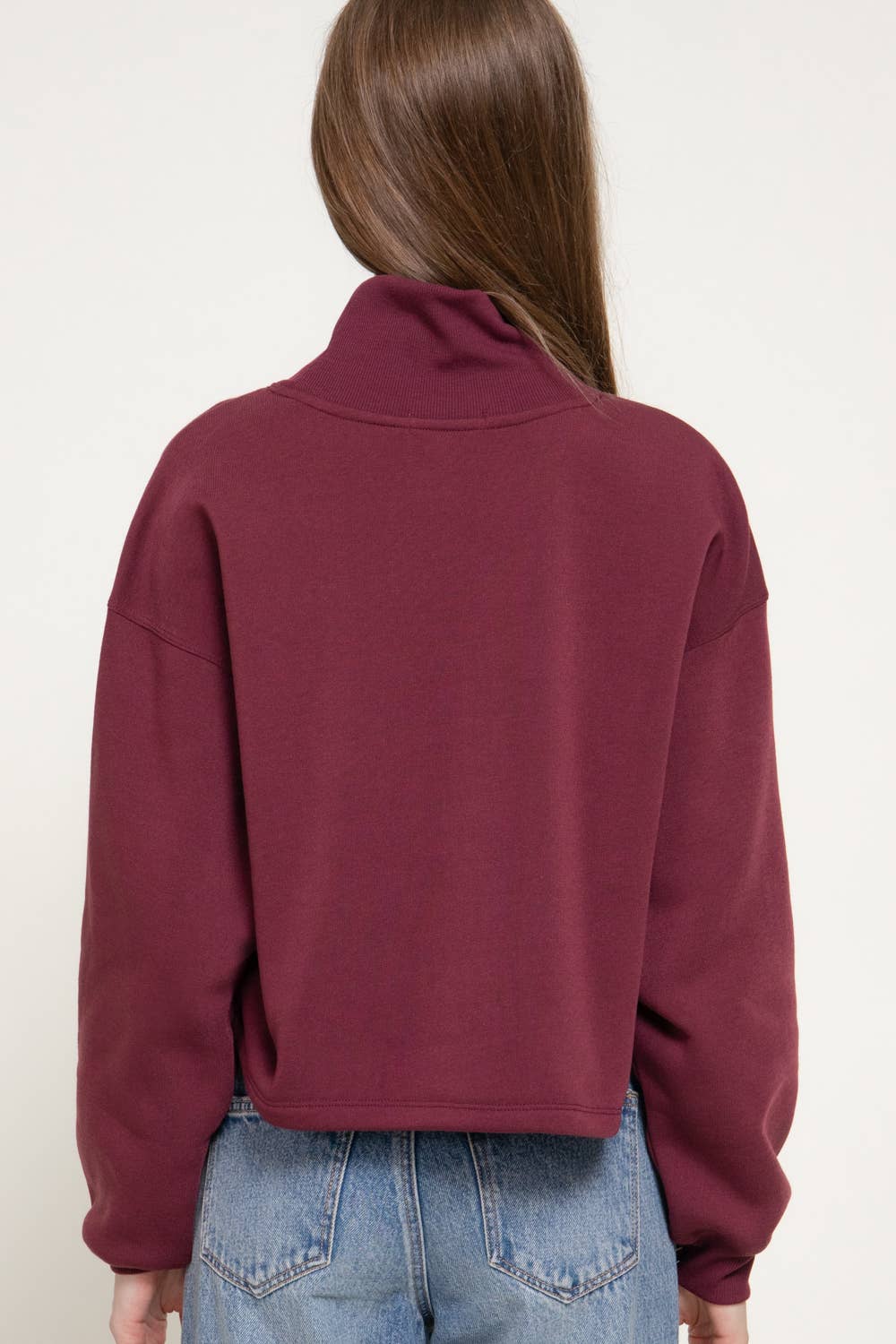 Ribbed Mock Neck: Burgundy