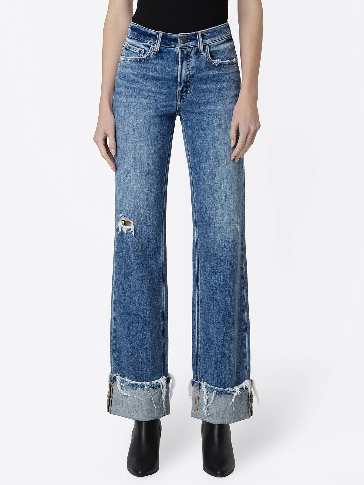Distressed Cuffed Jeans