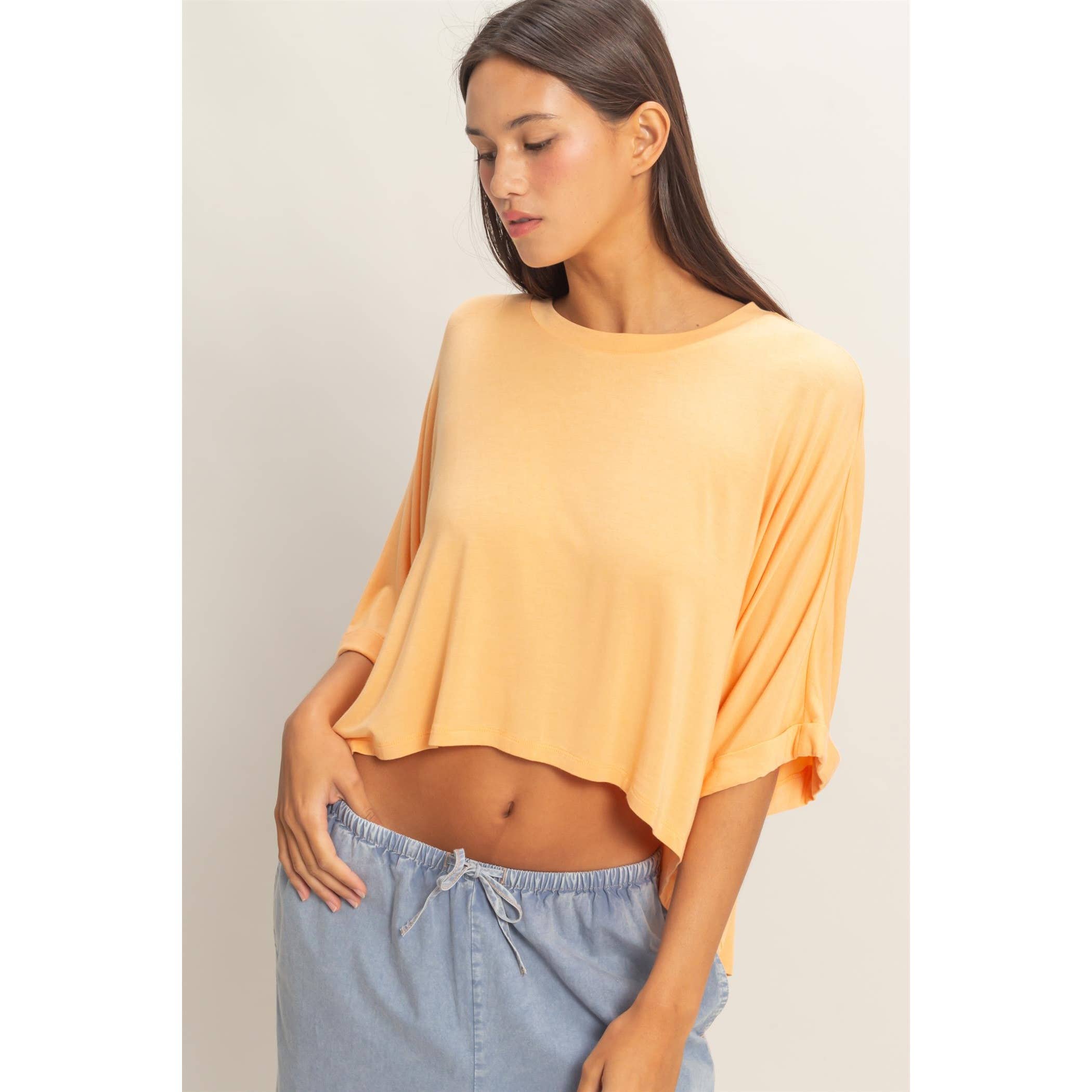 Batwing Sleeve Top: Apricot