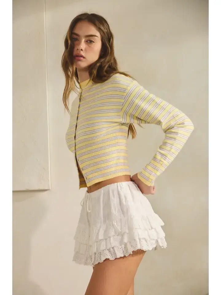Jo Striped Snap Button Cardigan