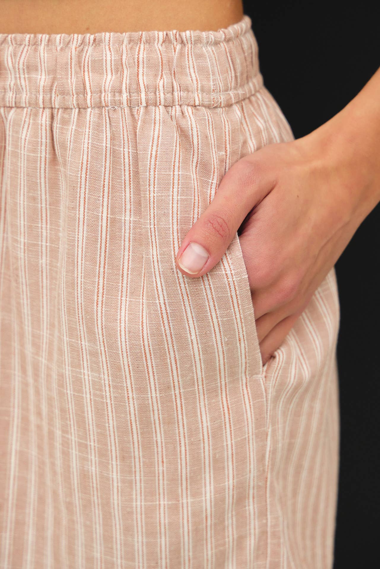 Striped Breezy Shorts: Hazelnut