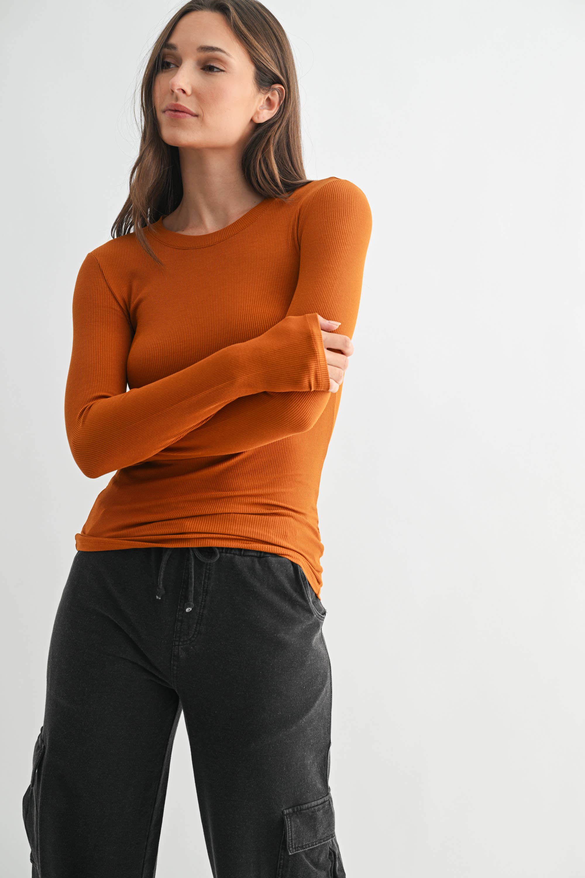 Essential Micro-Ribbed Athleisure Top: Plum