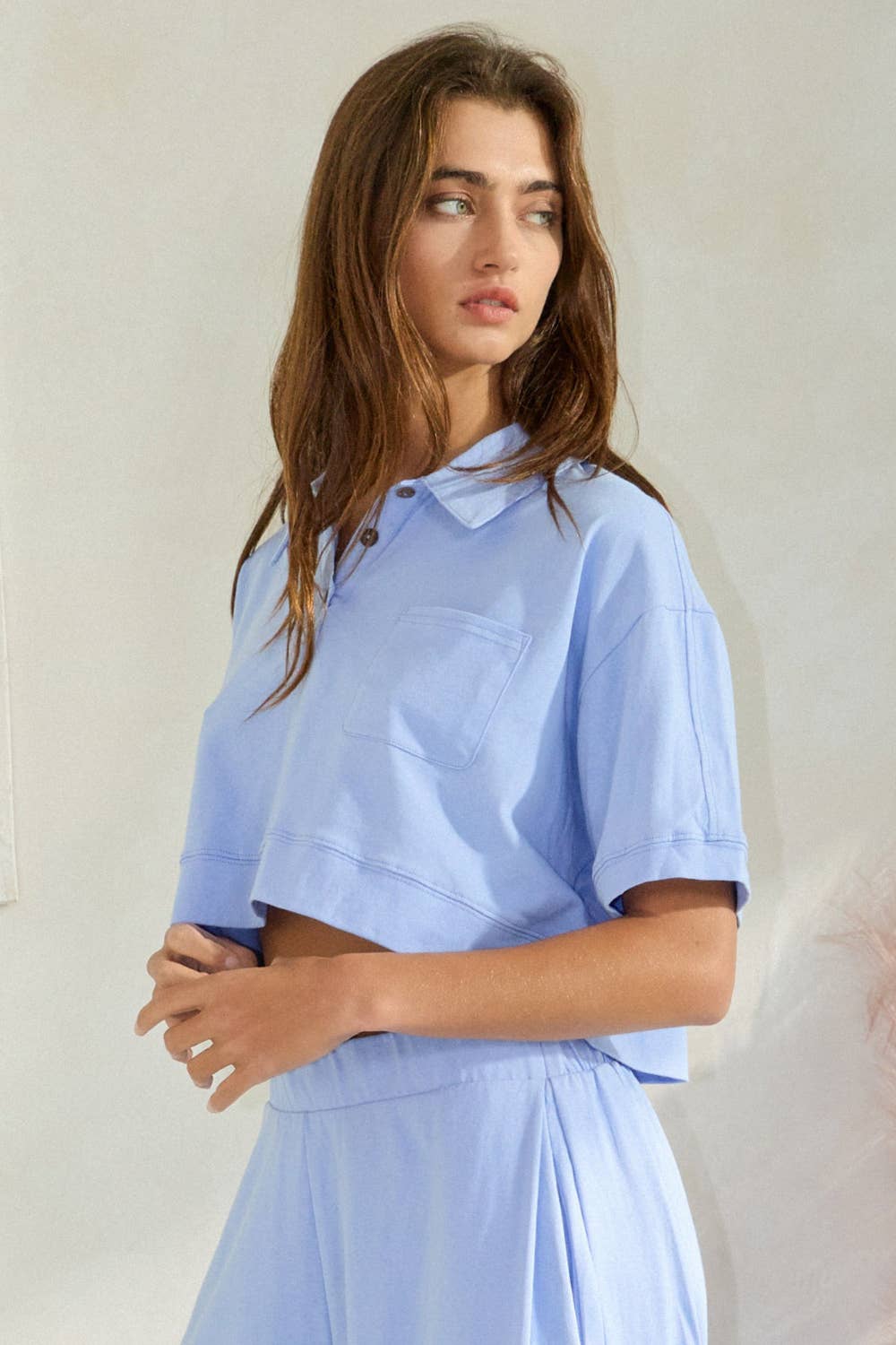 Boxy Polo Top: Periwinkle