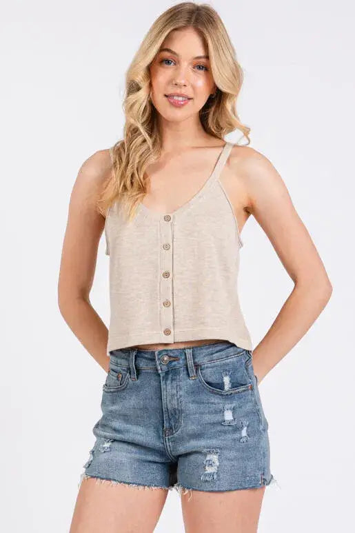 Button Front Sweater Cami: Oatmeal