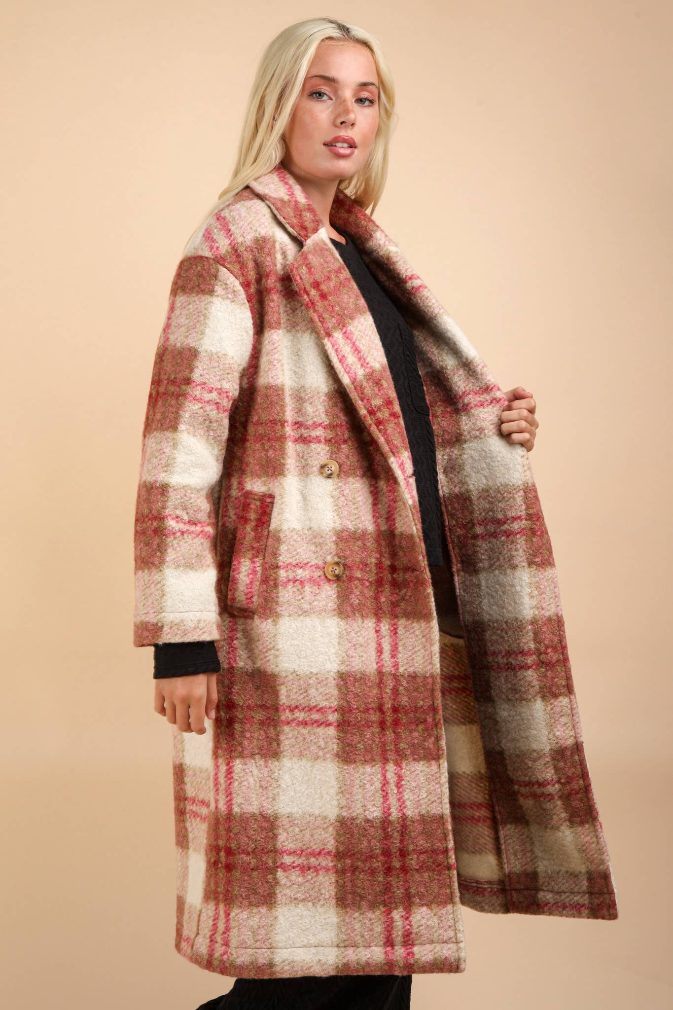 Oversized Plaid Coat