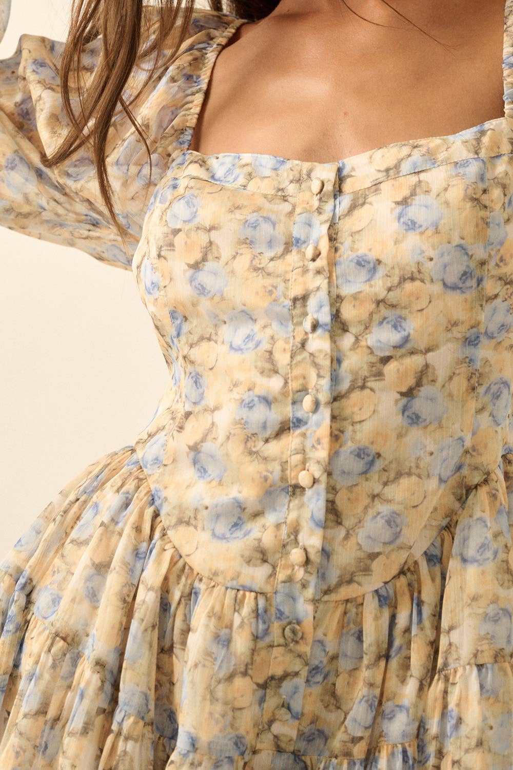 Chiffon Ruffle Romper: Misted Yellow