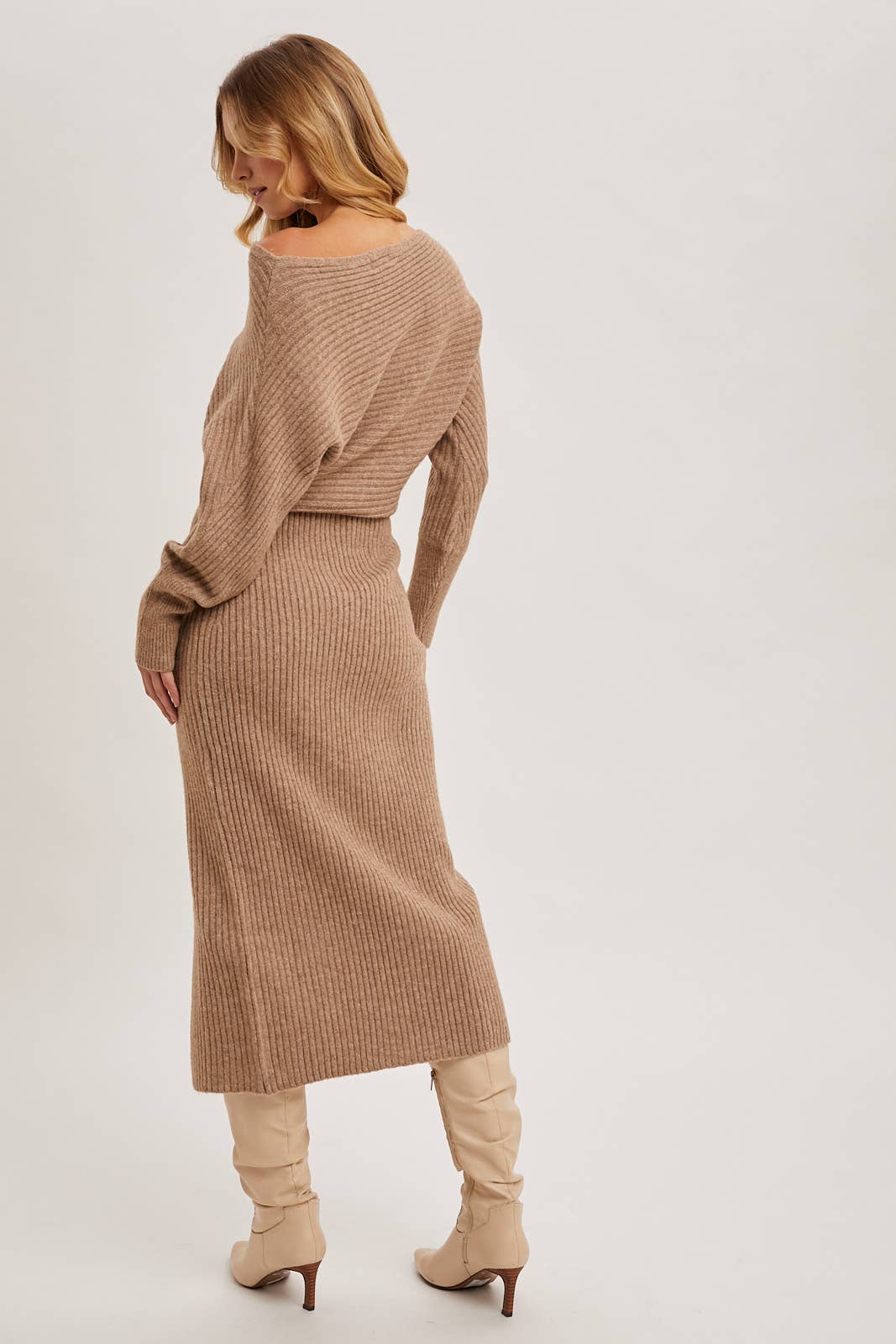 Midi Sweater Dress: Latte