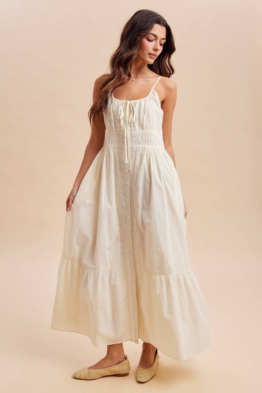 Gathered Maxi Dress: Buttercream