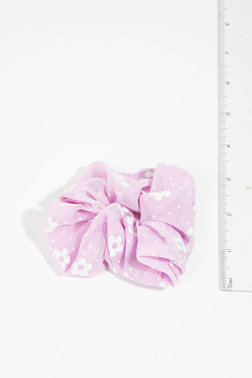 Flower Print Hair Scrunchie Set: MULTI