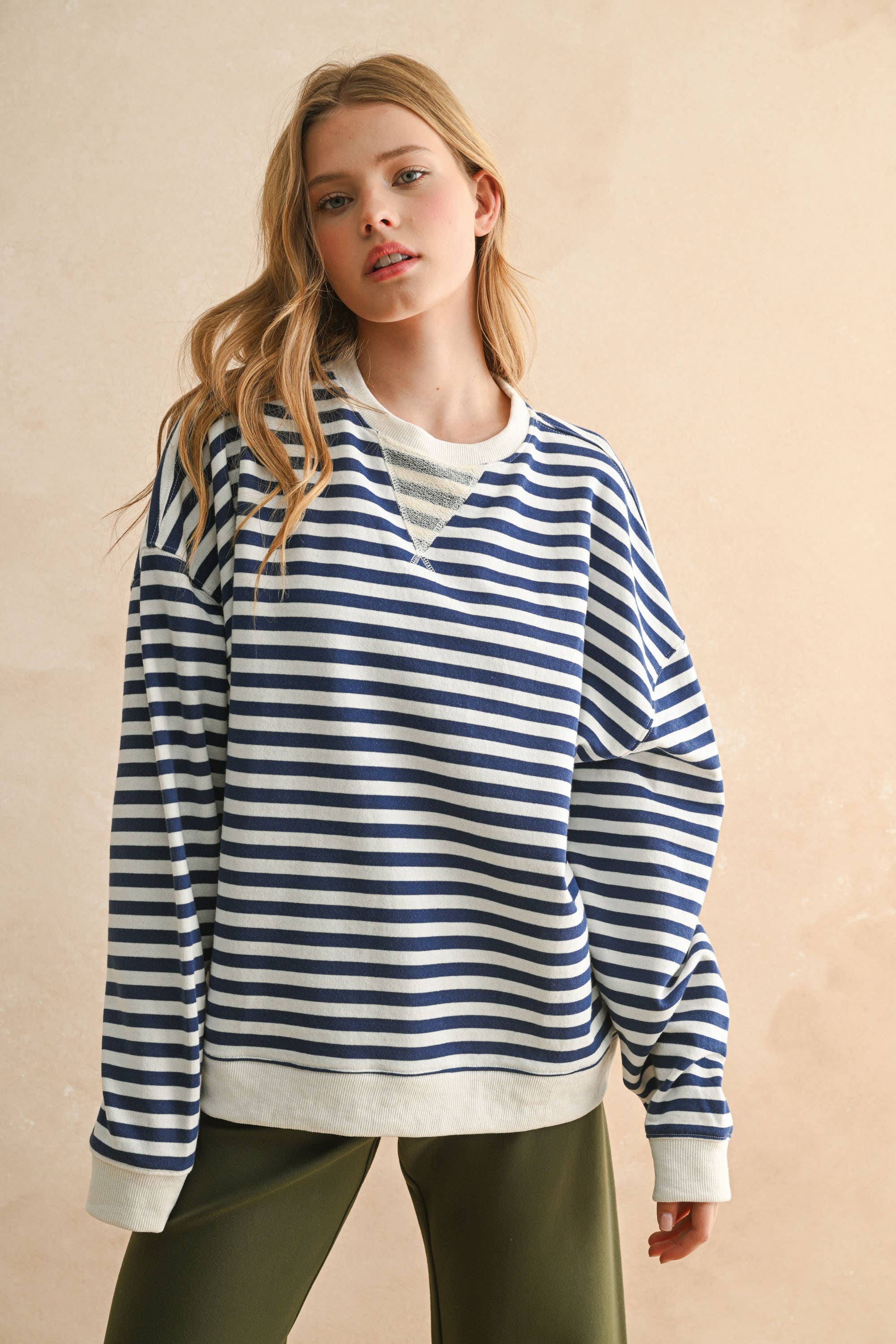 Striped Pullover: Red/Gray