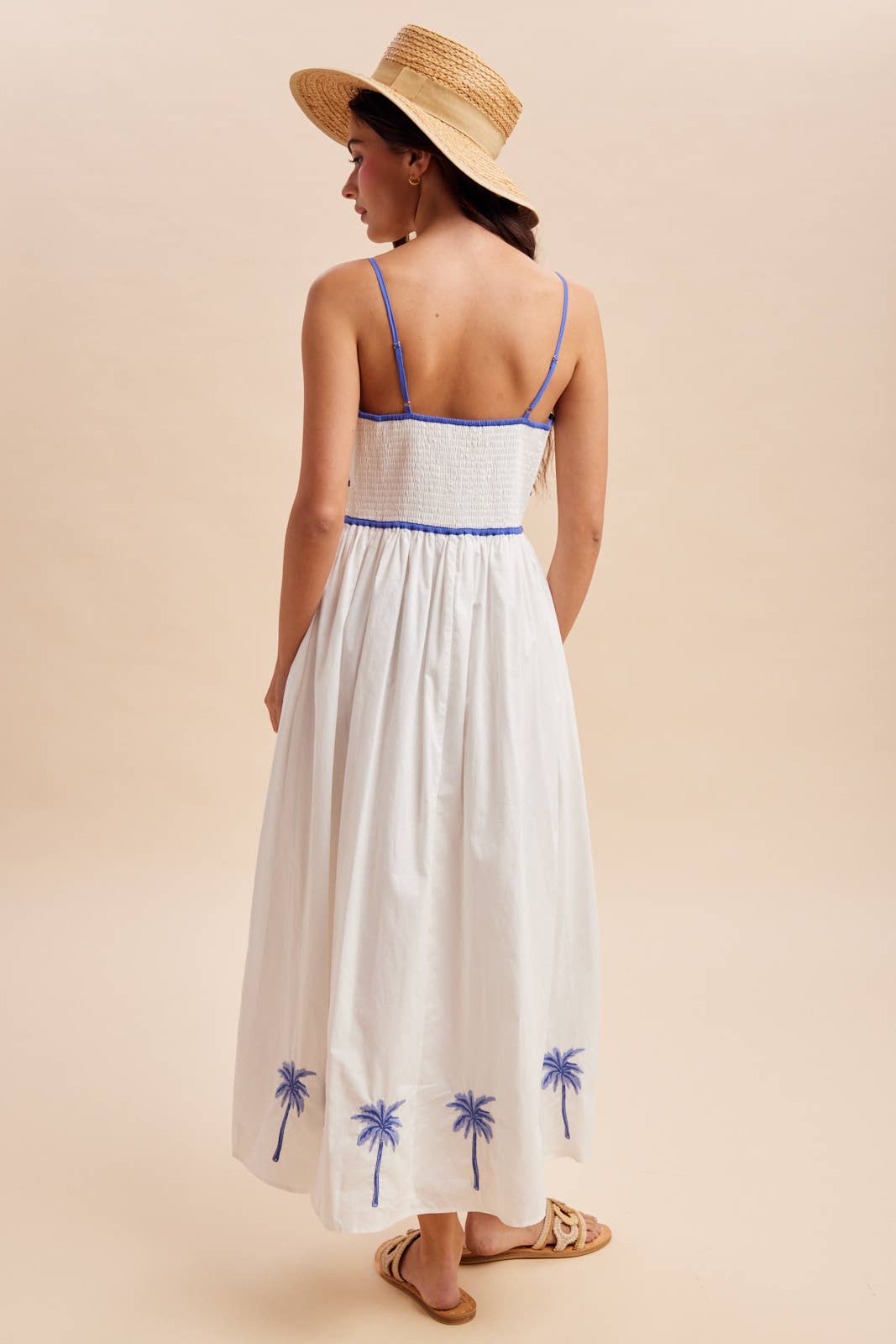 Blue Palm Maxi Dress: Off White