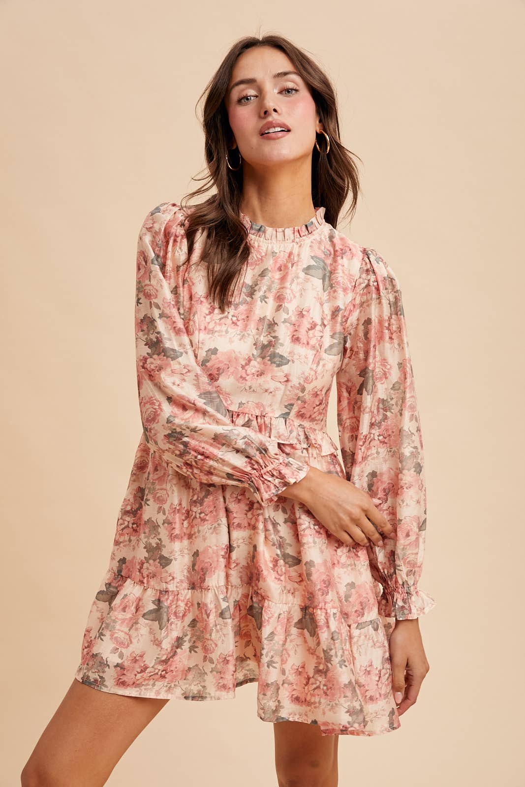 Floral Mock Mini Dress: Vintage Rose