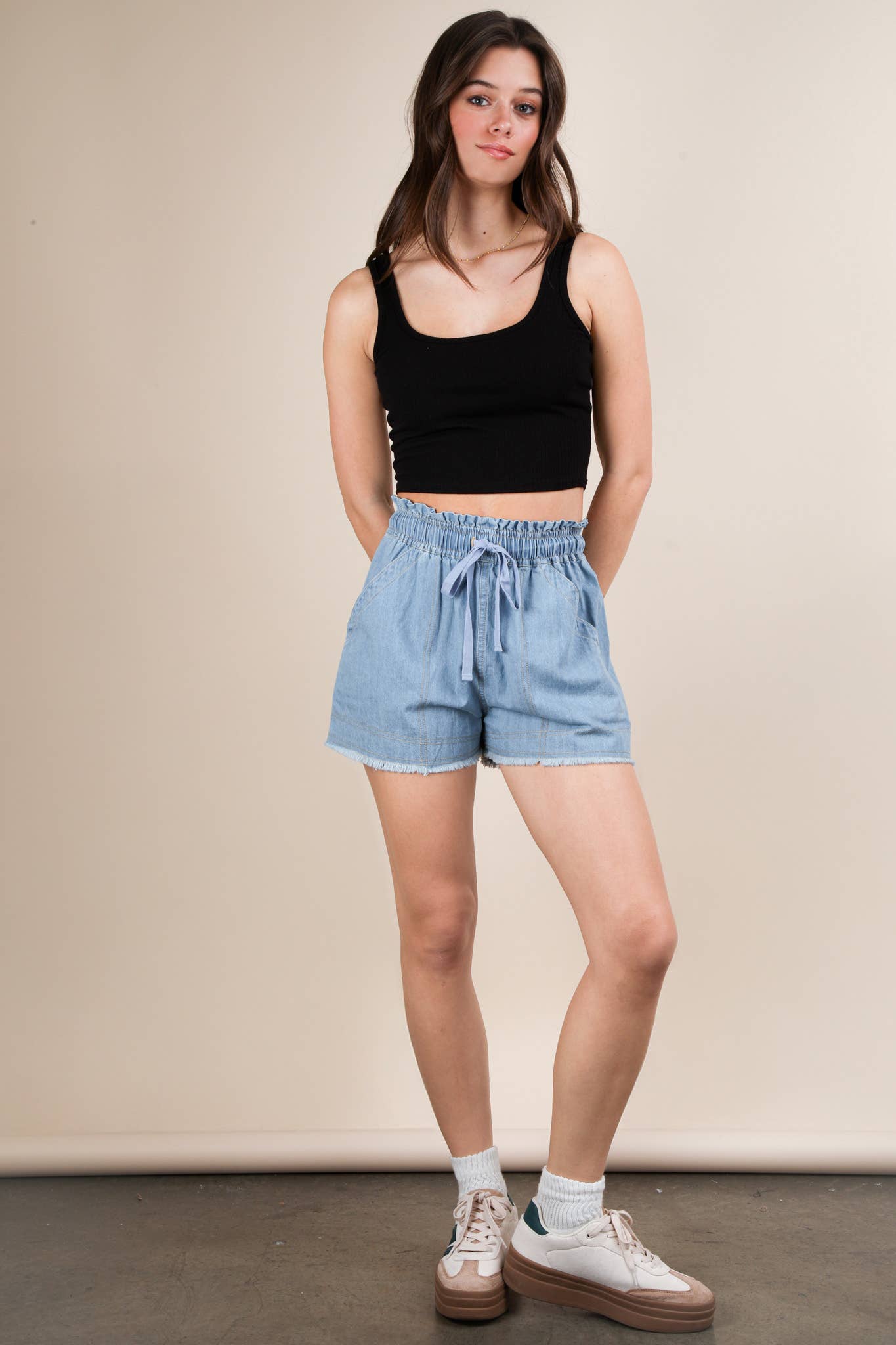 Plus Chambray Denim Shorts