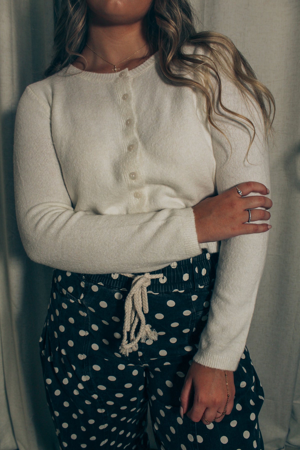 Button Cardigan: Cloud