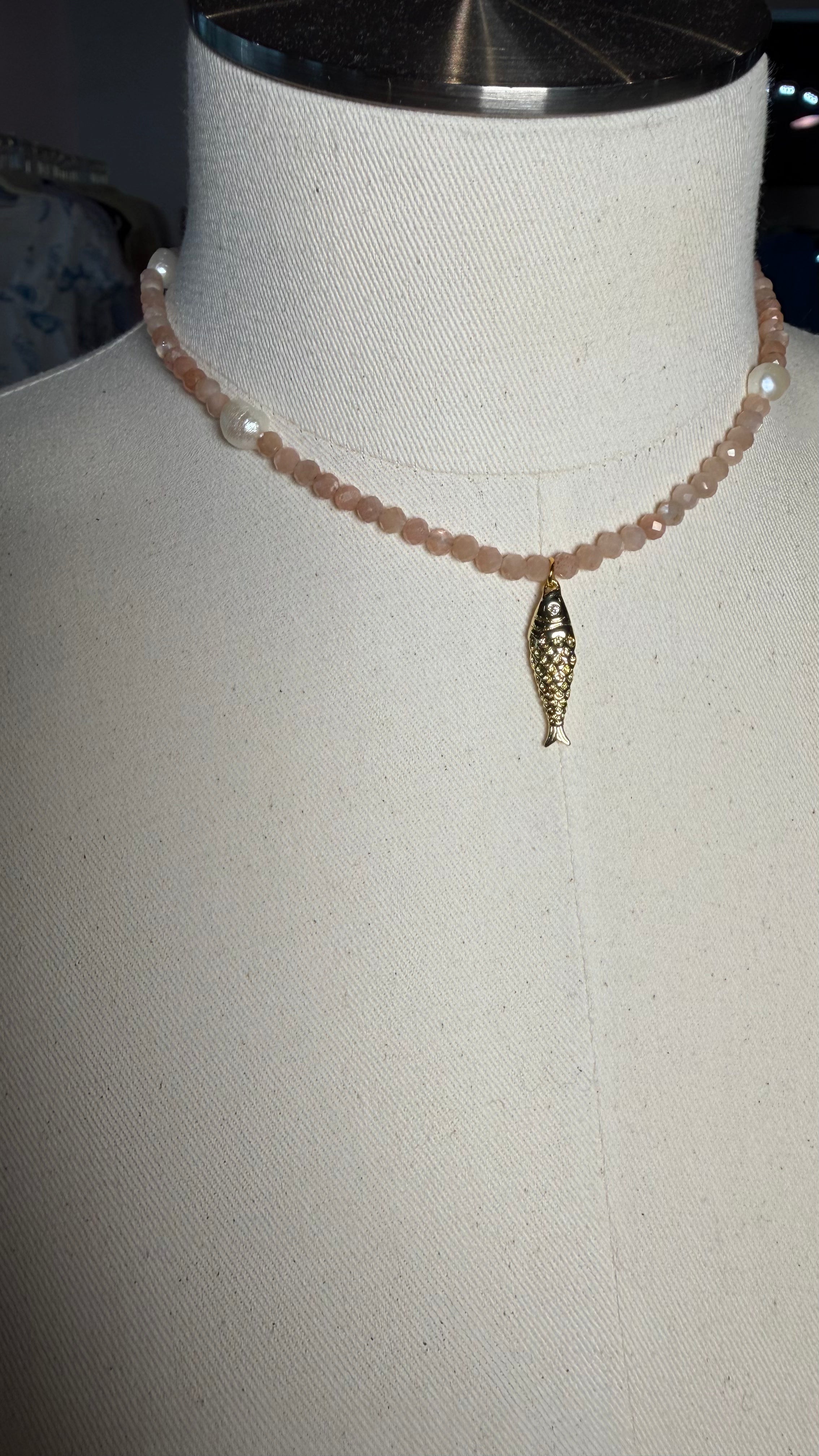 Peachy Rose Fish Necklace