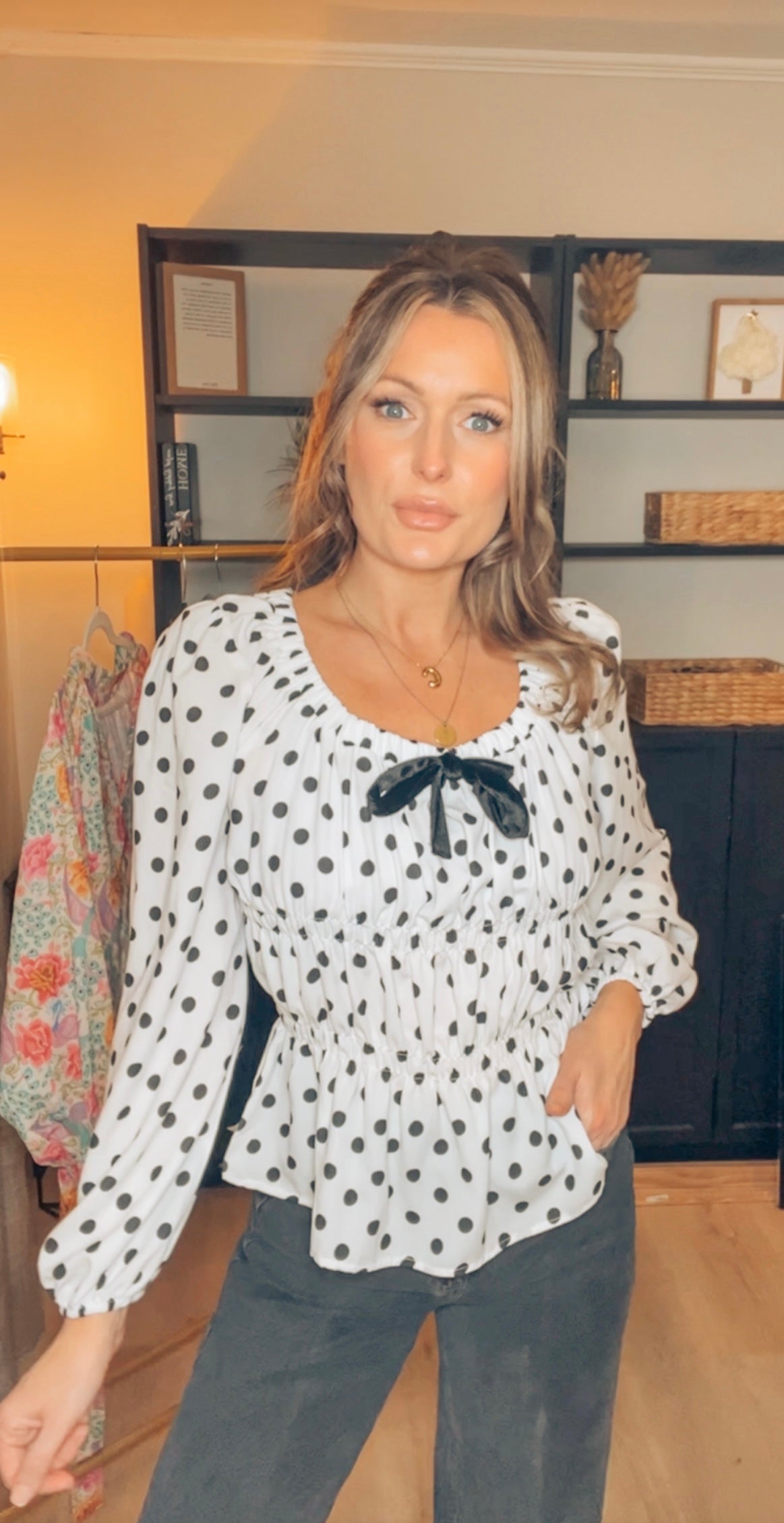 Polka Dot Puff Top