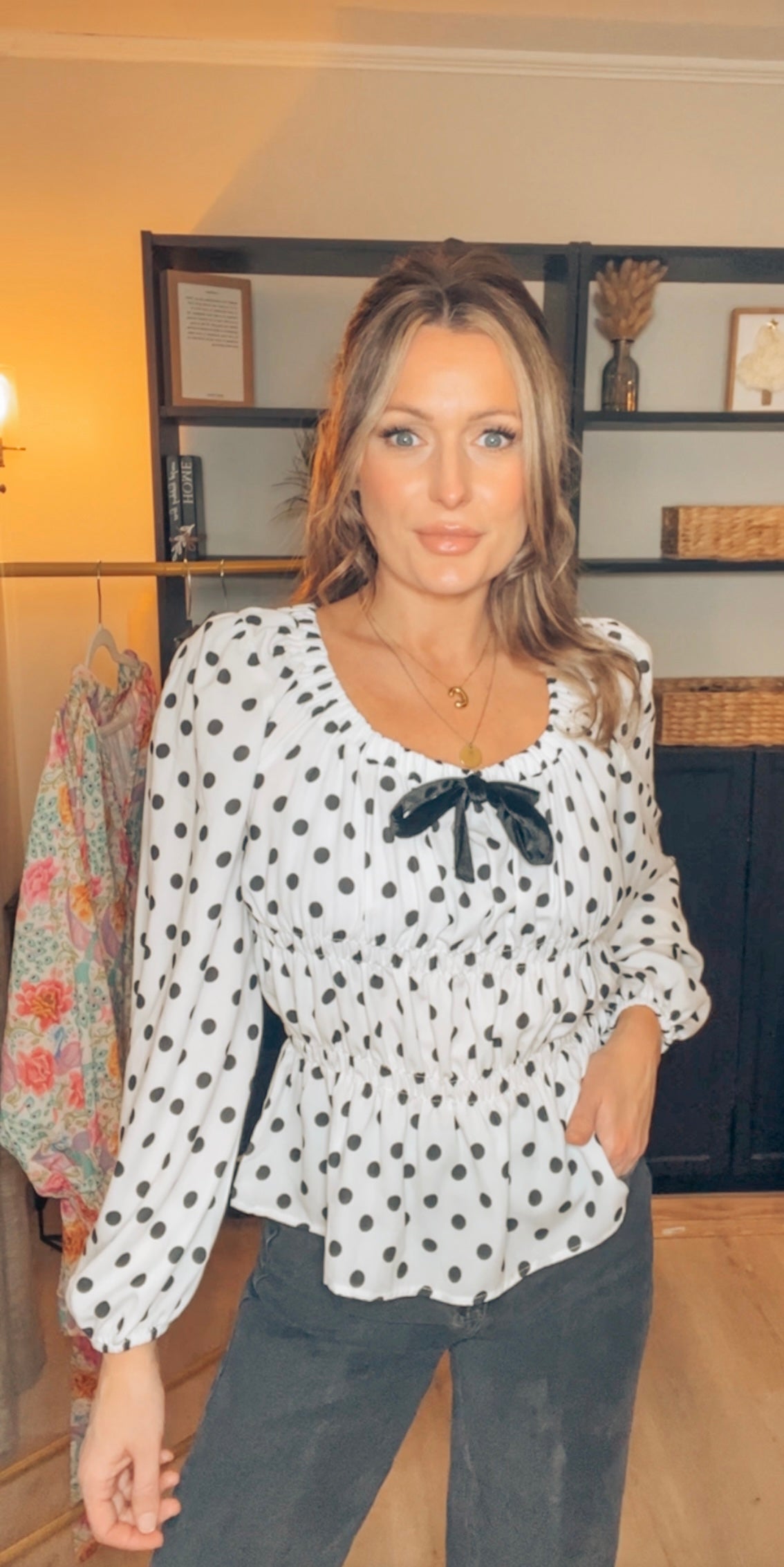 Polka Dot Puff Top