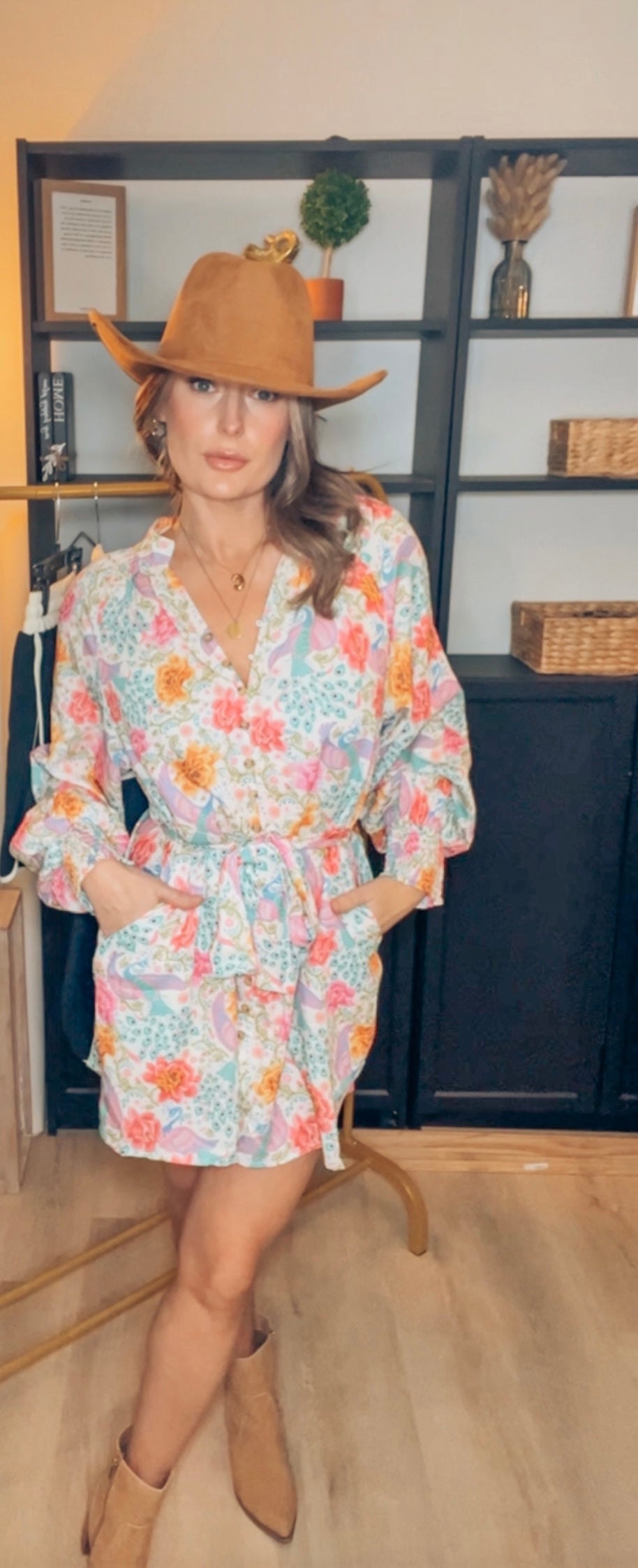 Floral Bubble Sleeve Dress